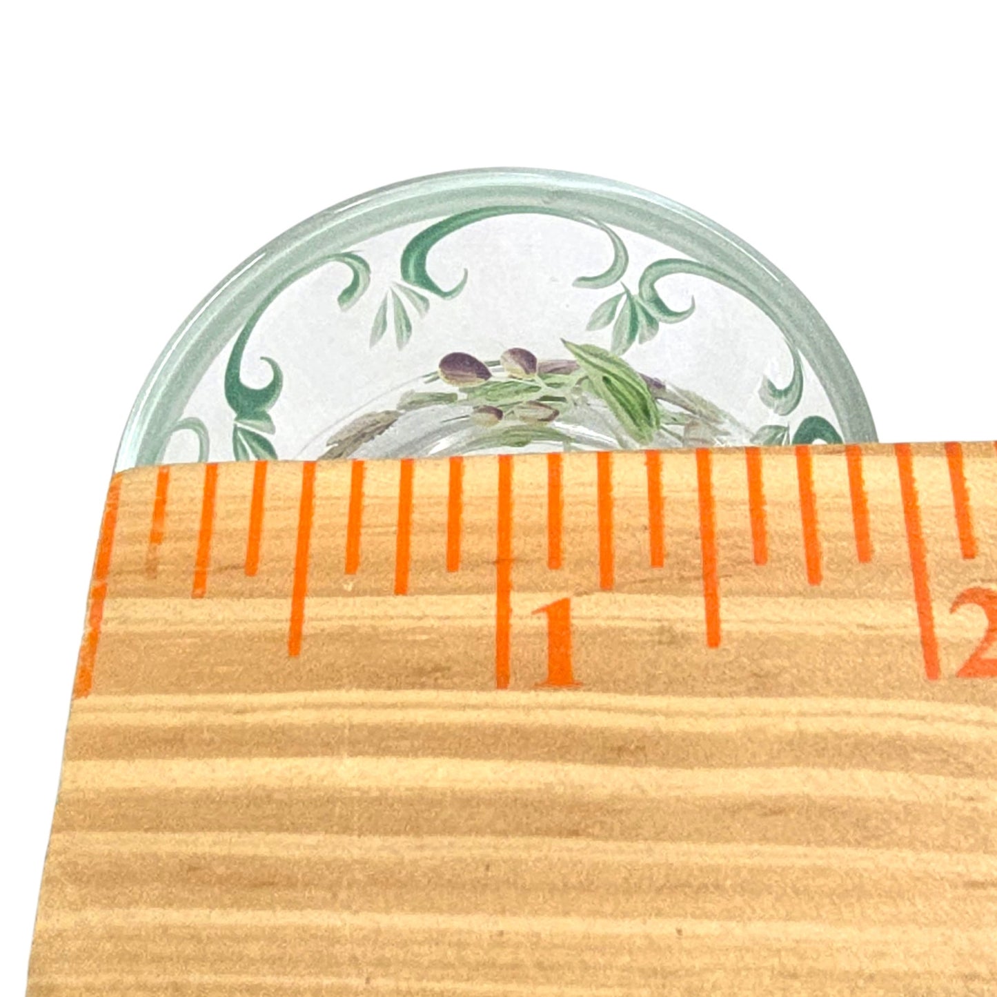 Vtg Hand Painted Floral Glass Vases Lot of 2 Clear Green Trim Small Bud