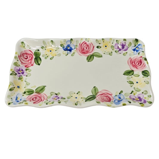 Tabletops Unlimited English Garden Don Swanson Rectangular Tray Platter READ