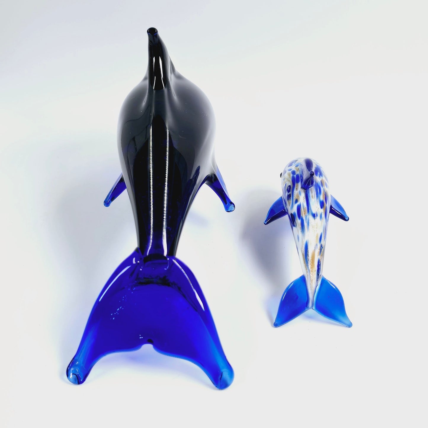 Set of 2 Hand-Blown Glass Dolphins