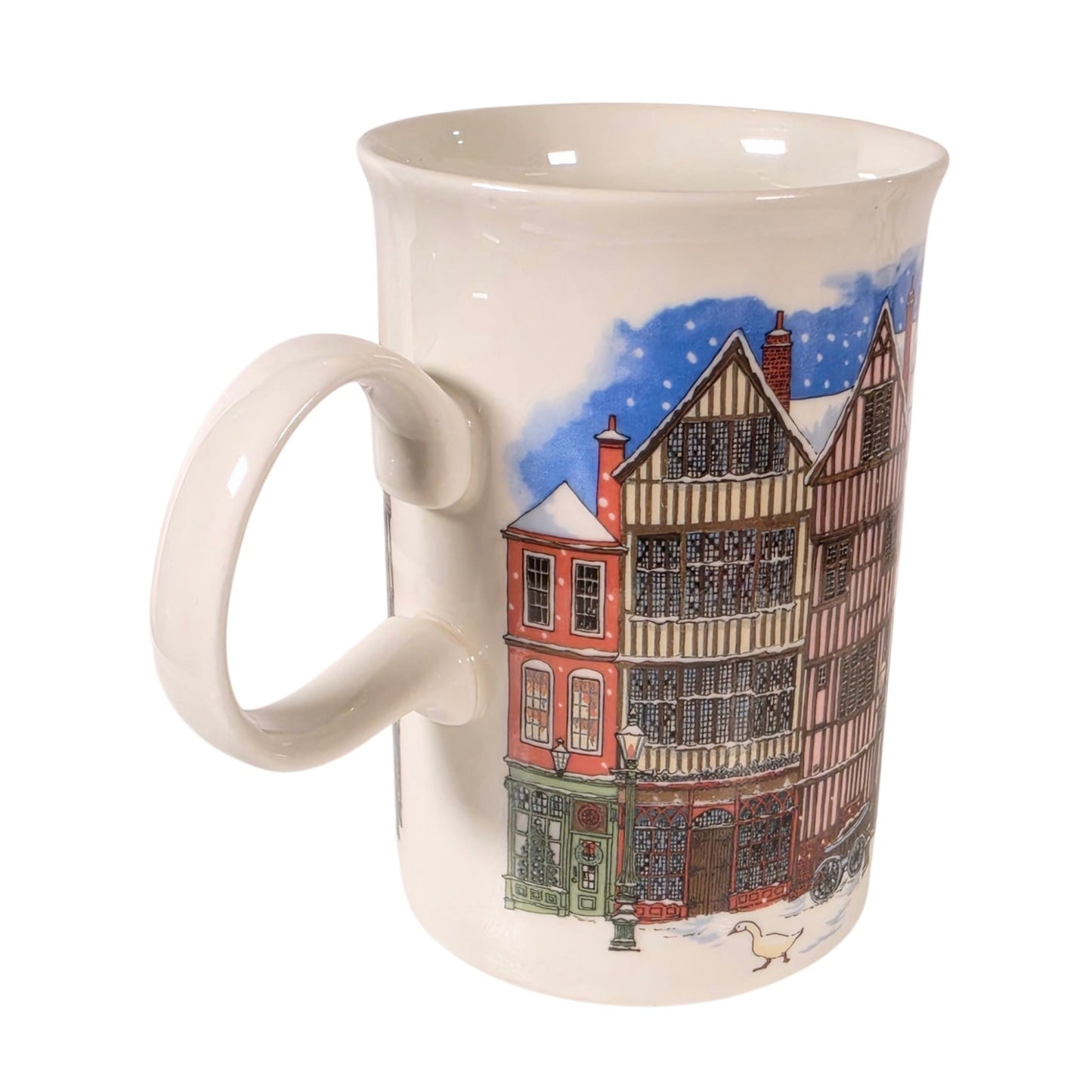 Dunoon Scotland Fine Bone China Mug Sue Scullard Village Street Geese Cup
