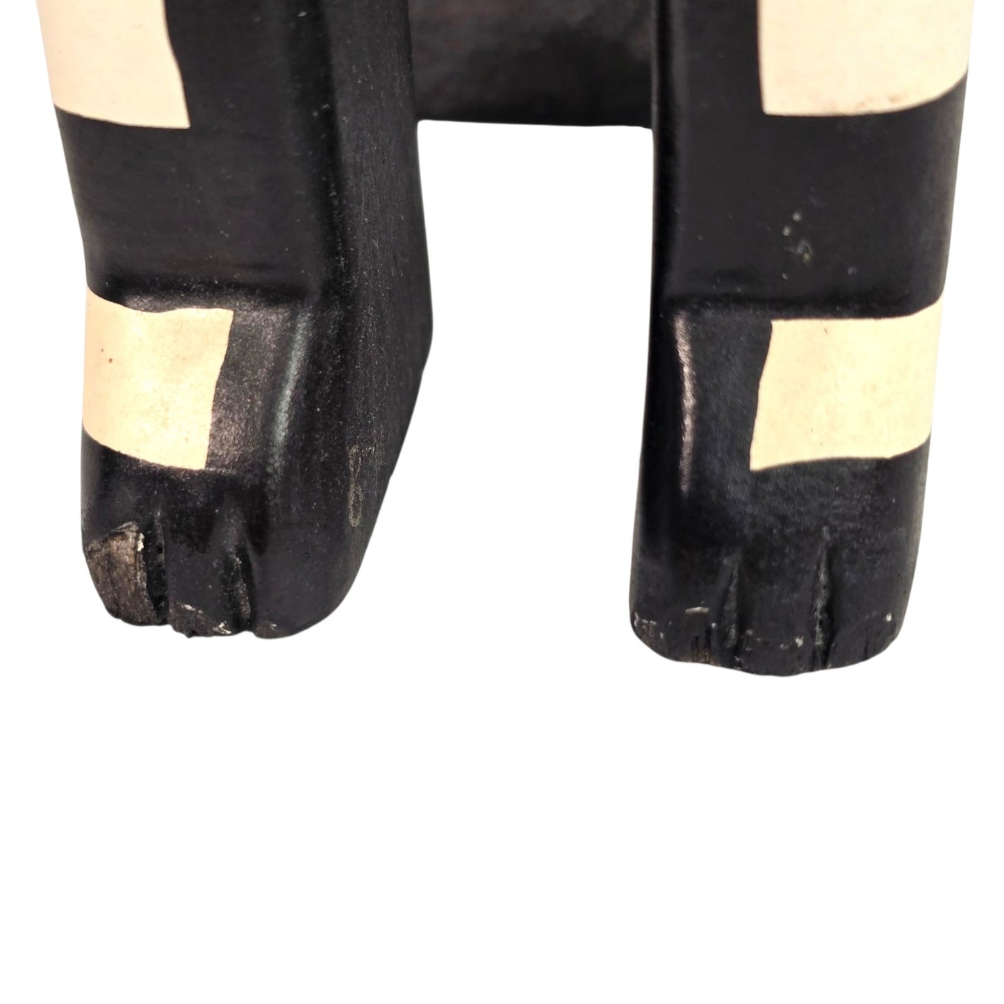 Vintage Hand-Painted Wooden Cat Figurine Tuxedo Folk Art Tall Hand Carved 9.75"