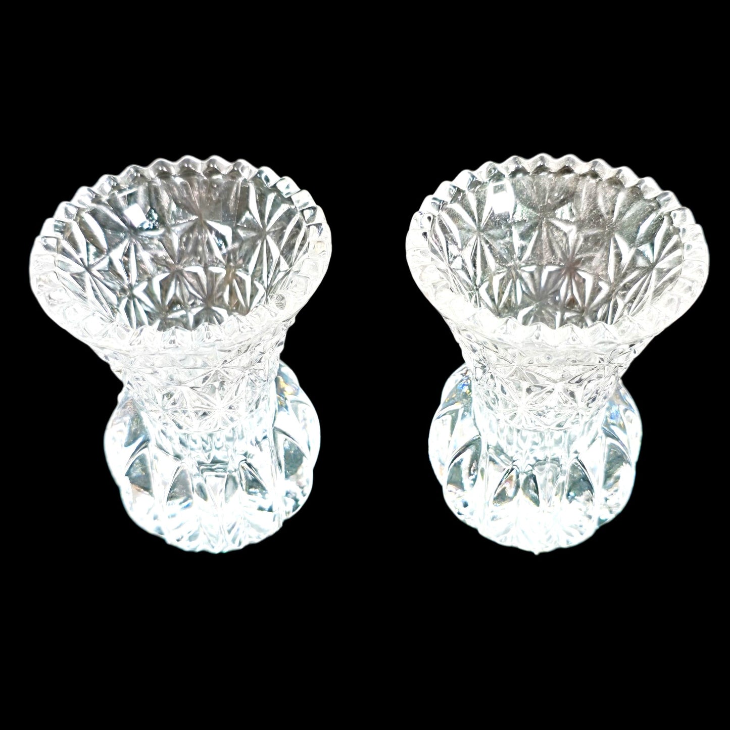 * (Reserved for Customer) Set of 2 Vtg Crystal Toothpick Holder / Bud Vase
