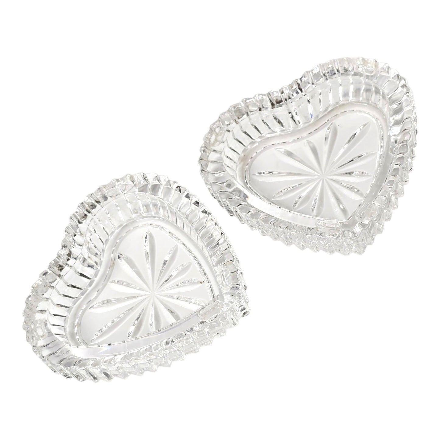 Vintage Lead Crystal Heart Trinket Box | Ribbed Starburst Valentine's Gift