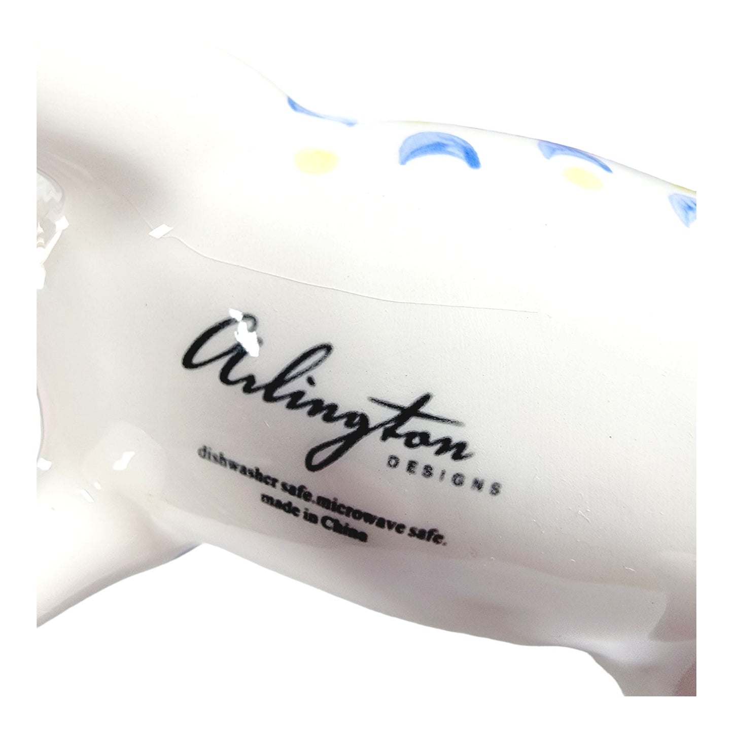 Arlington Designs Blue White Ceramic French Country Cow Creamer, Some Crazing, Small FLAW