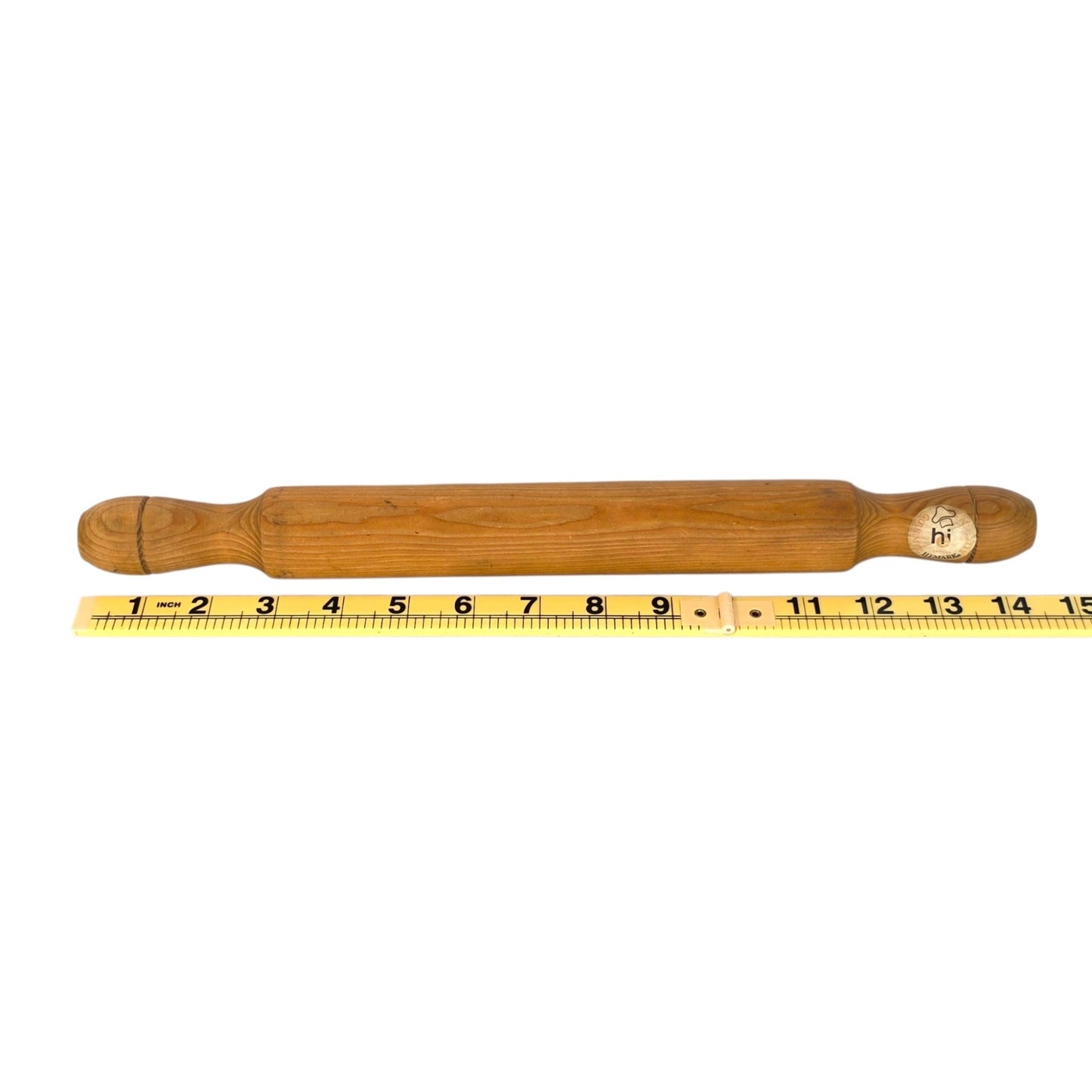 Vintage HiMark French-Style Wooden Rolling Pin Turned Wood Tapered Solid Dowel