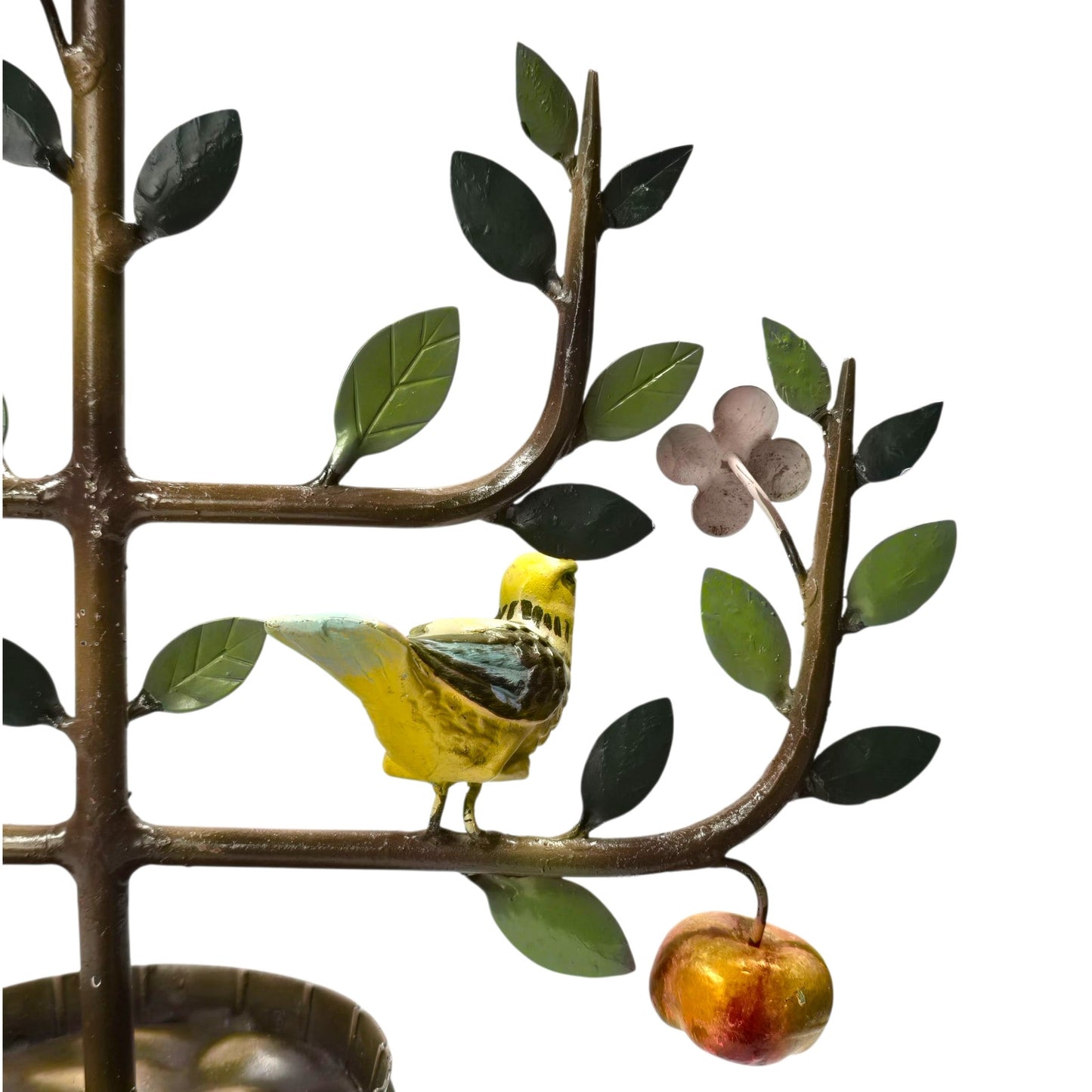 Vtg Italian Tole Espalier Fruit Tree Sculpture Birds Apples Flowers Decor Italy