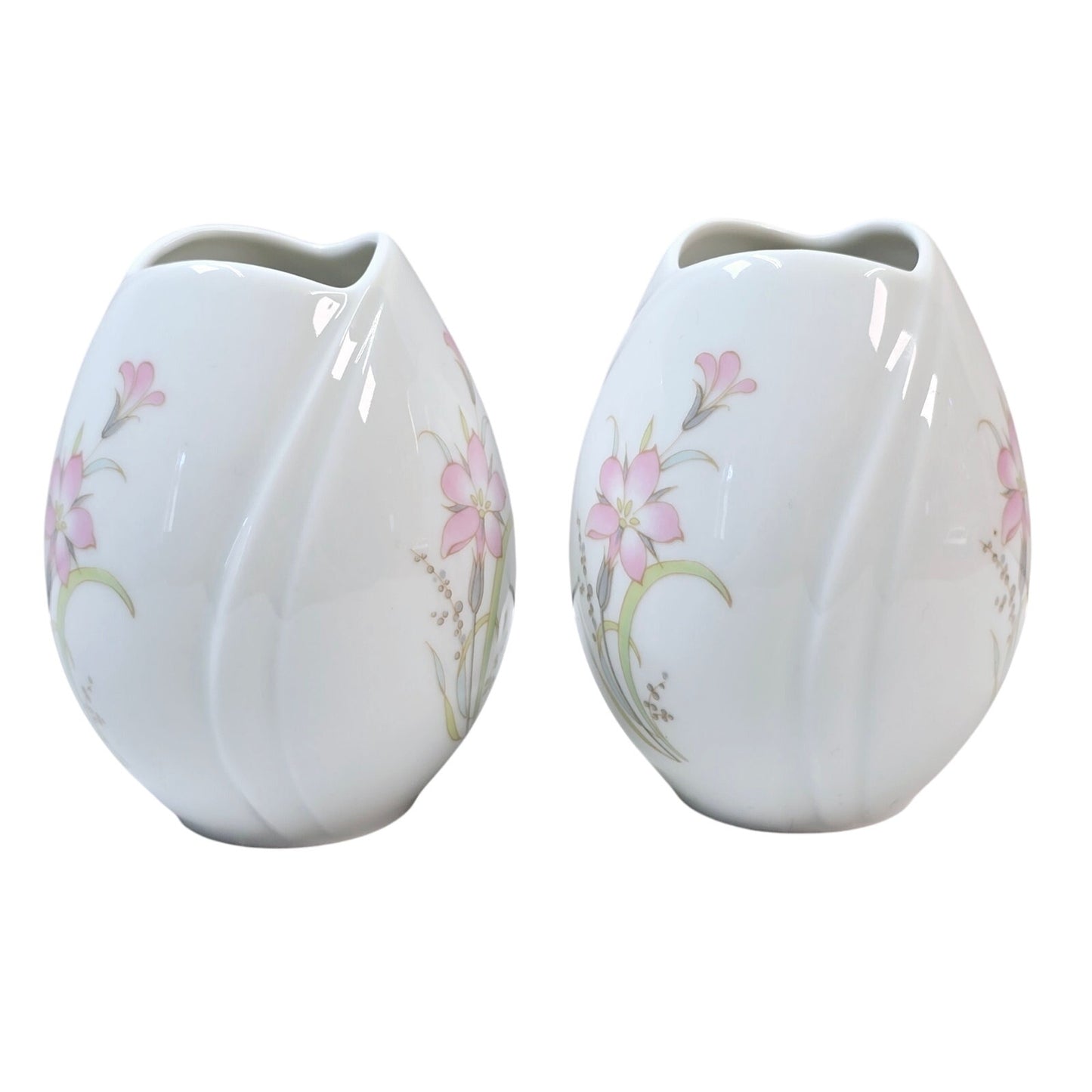 Set of 2 Porcelain Arzberg Tulip Vases Germany, Tulipano Vase, Egg-Shaped Vase