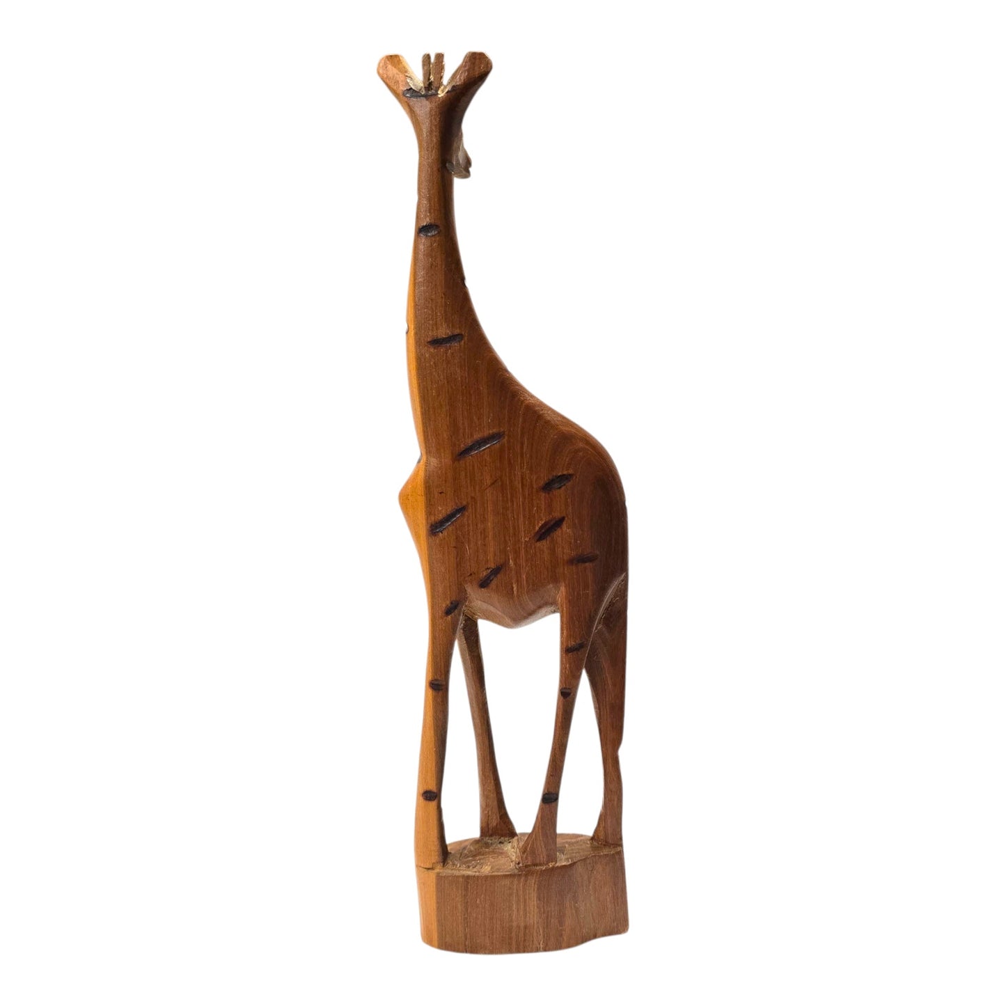Hand Carved Wooden Giraffe Figurine 12in Safari Decor Natural Wood Sculpture