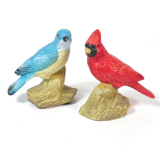 Whitney Designs Porcelain Bird Figurines Red Cardinal Bluebird Pair Taiwan