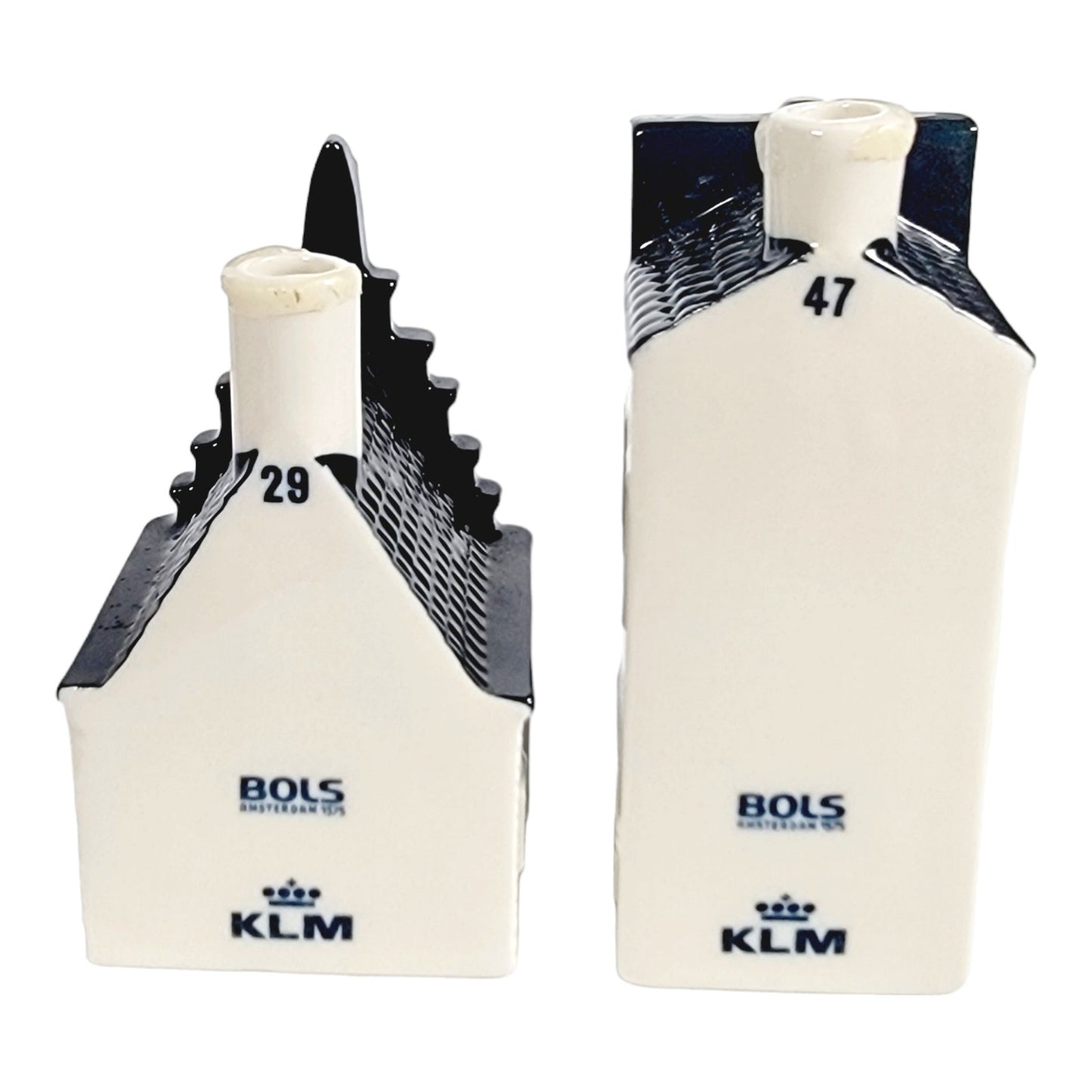 Set of 2 KLM Blue Delft by BOLS Holland Miniature Houses Amsterdam 1575 2015 #47 and #29