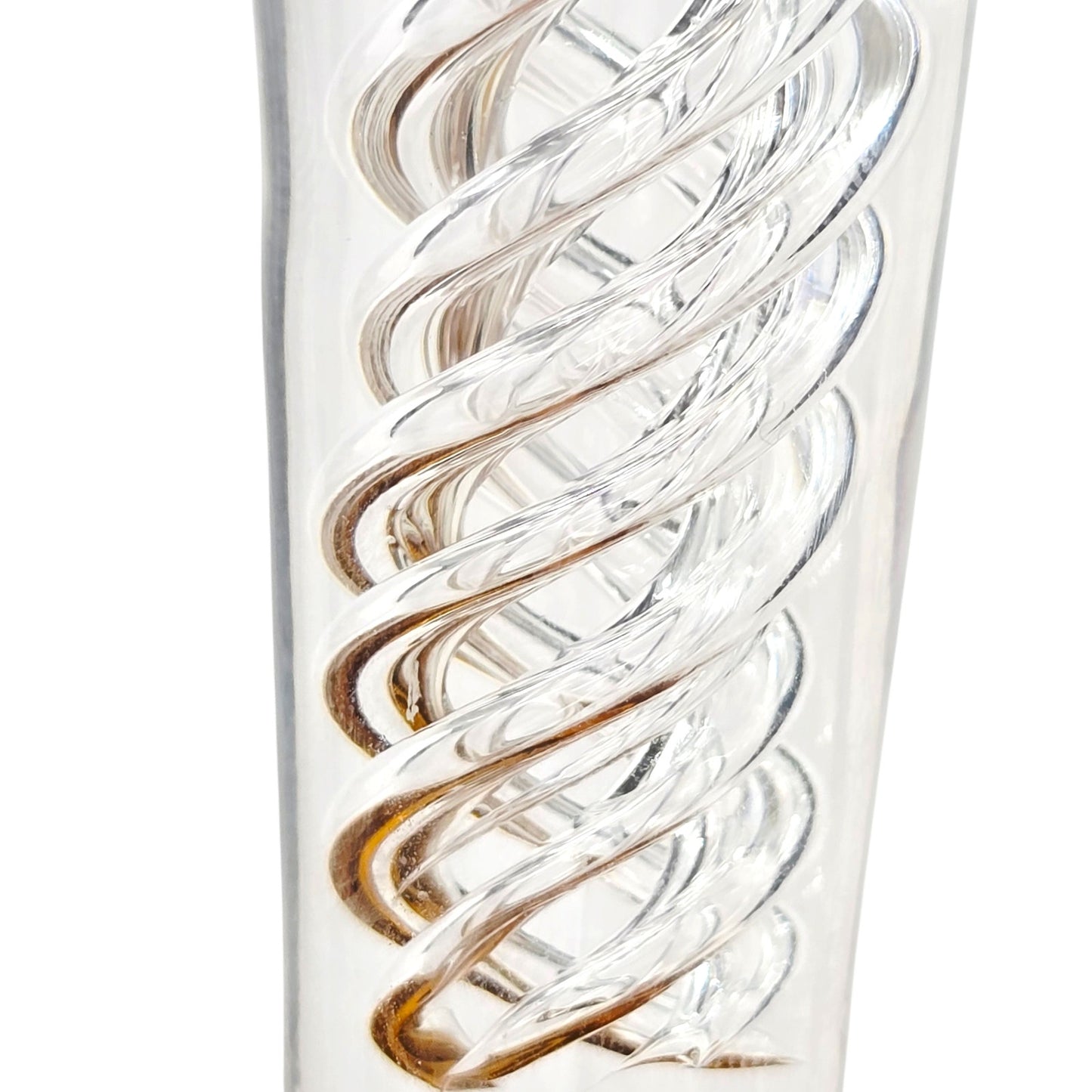 Art Glass Bell Spiral Cane Encased Clear Amber Handblown Vintage Collectible