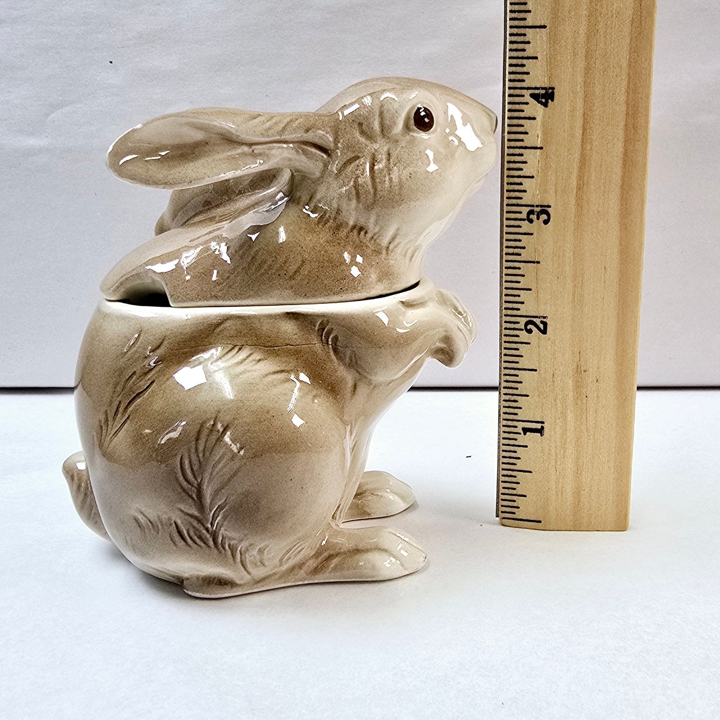 Vintage Otagiri Japan Bunny Rabbit Sugar Jar with Lid and Spoon Hole, Small FLAW