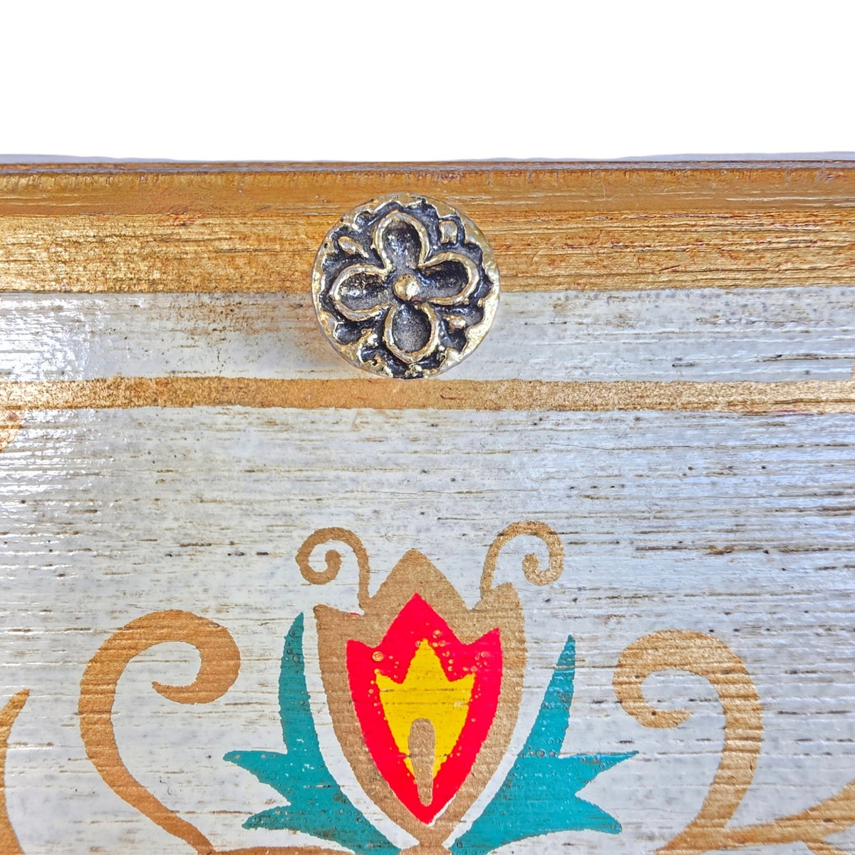 Vintage Italian Florentine Wood Musical Jewelry Box Toyo Impossible Dream