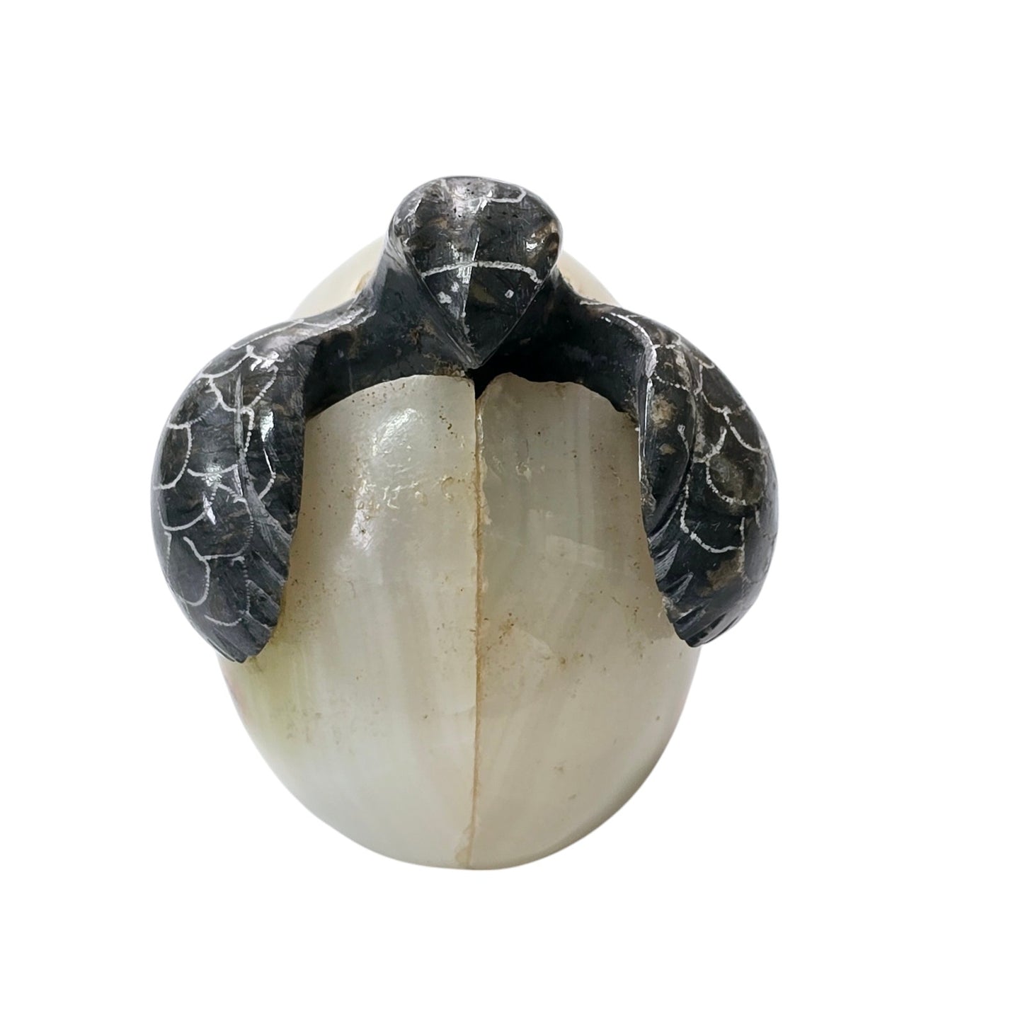 Natural Carved Stone Sea Turtle Egg Figurine Onyx Marble Baby Hatching