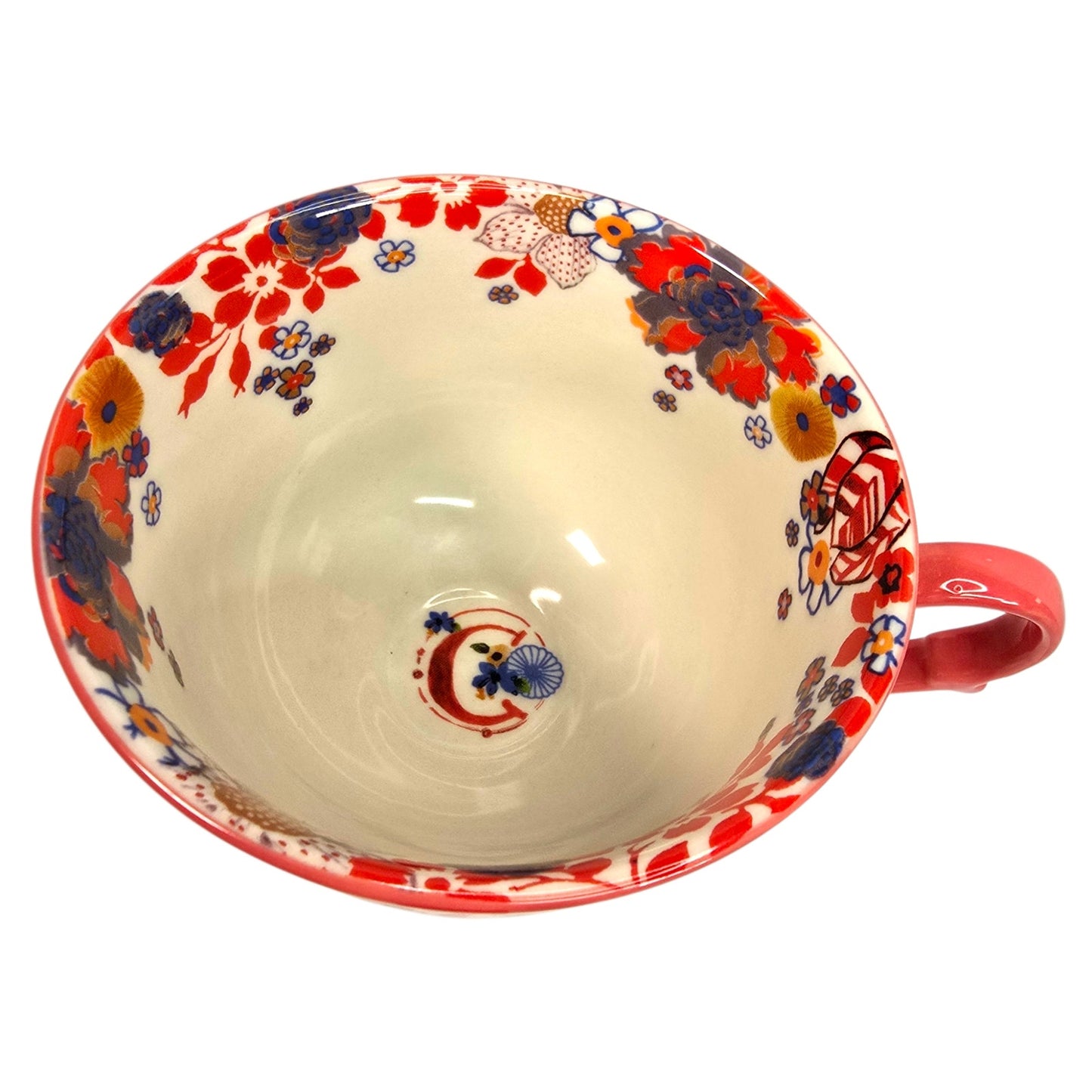 Anthropologie Teatime Monogram C Jumbo Tea Cup Coffee Mug Floral Ceramic Retired