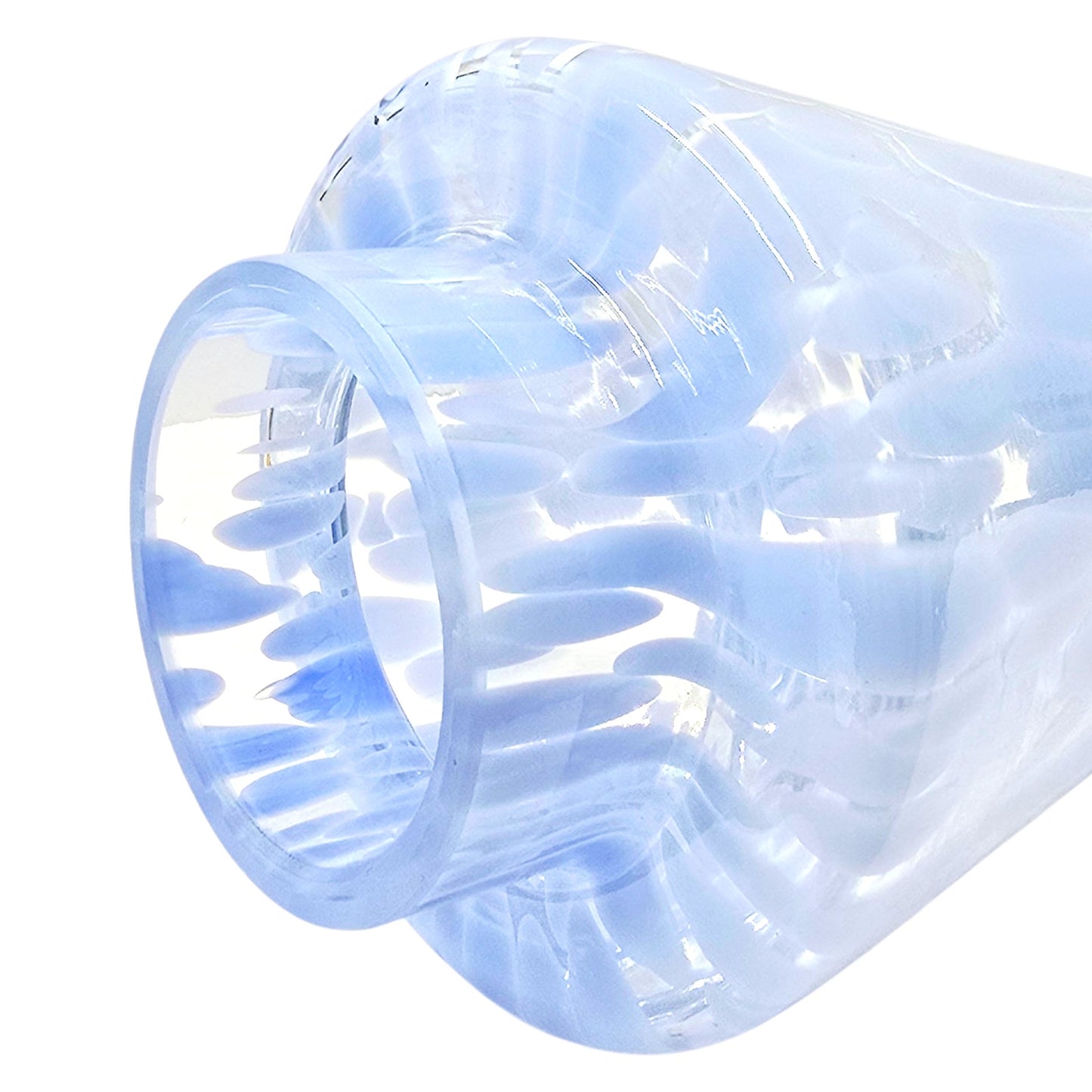 Handblown Art Glass Tree Periwinkle Blue Swirl Hollow 11" H