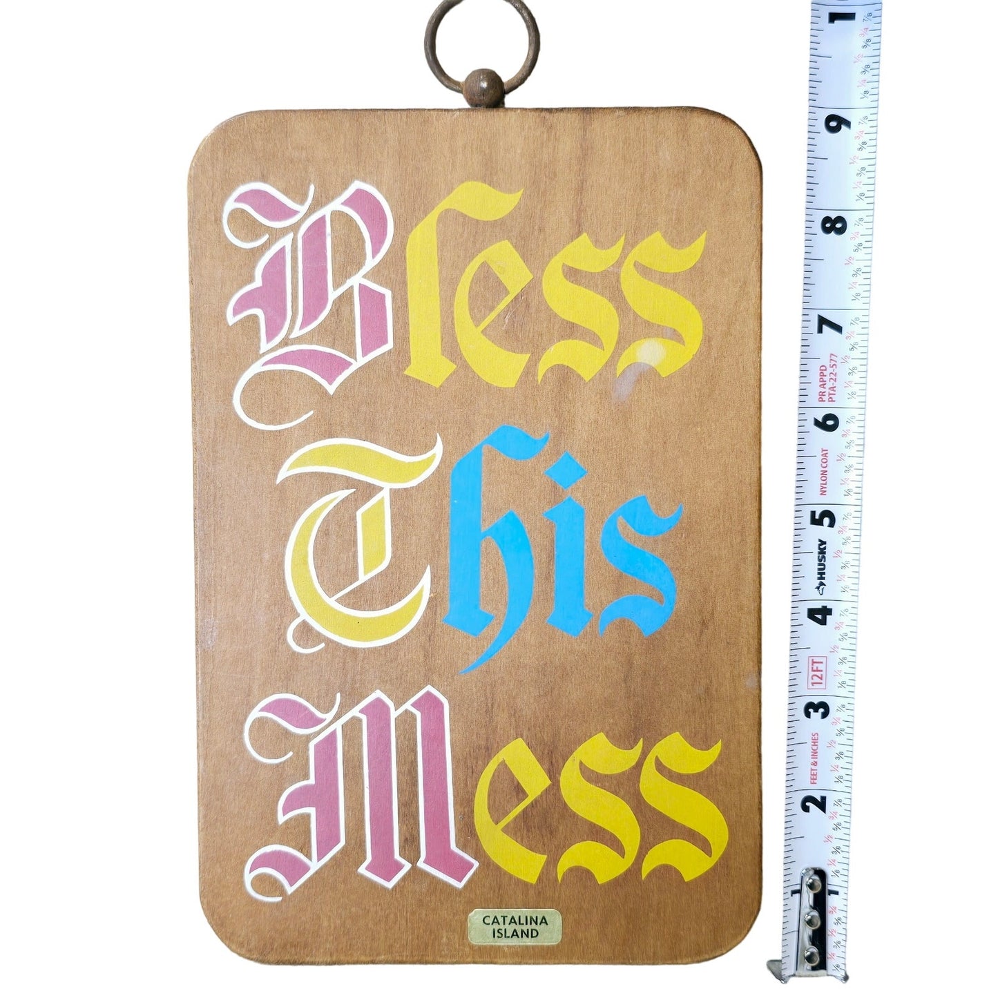 Vintage Bless This Mess Hand-Painted Cutting Board Wall Hanging