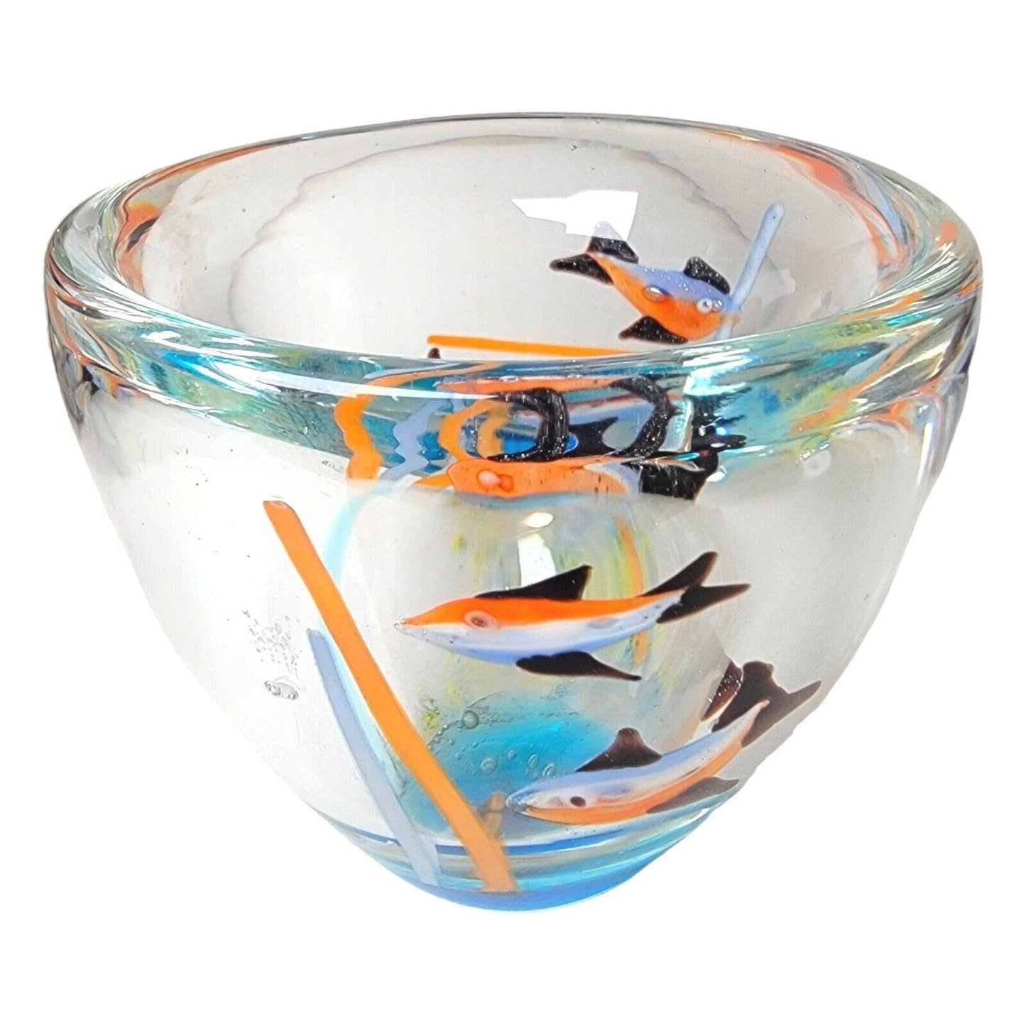 Hand Blown Art Glass Fish Bowl Paperweight