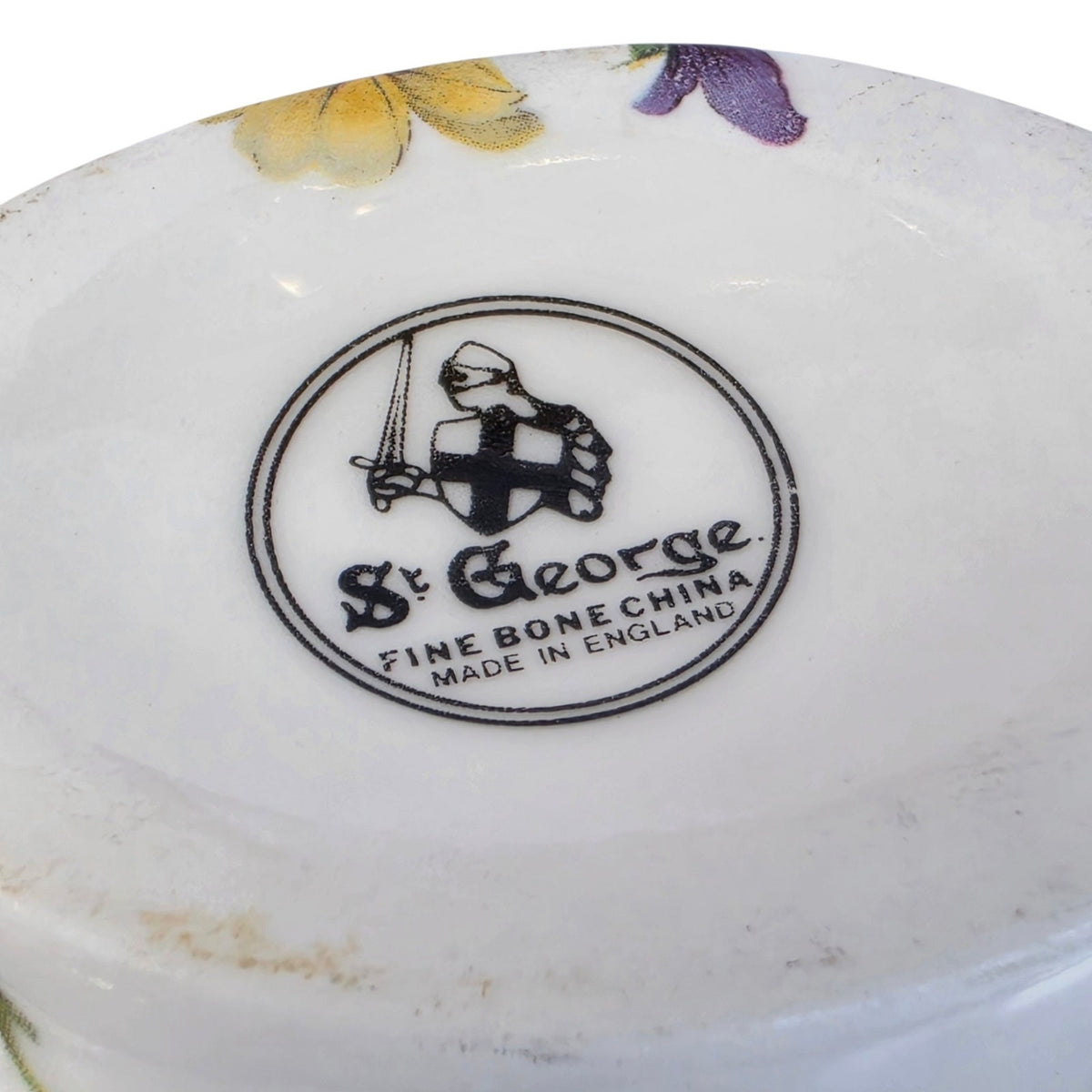 Vintage St George England Creamer & Sugar Bowl Fine Bone China Floral