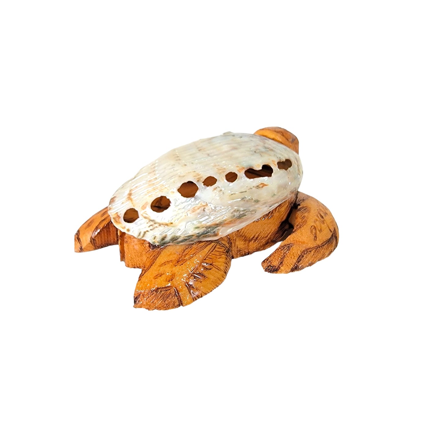 Abalone Shell and Carved Wood Turtle