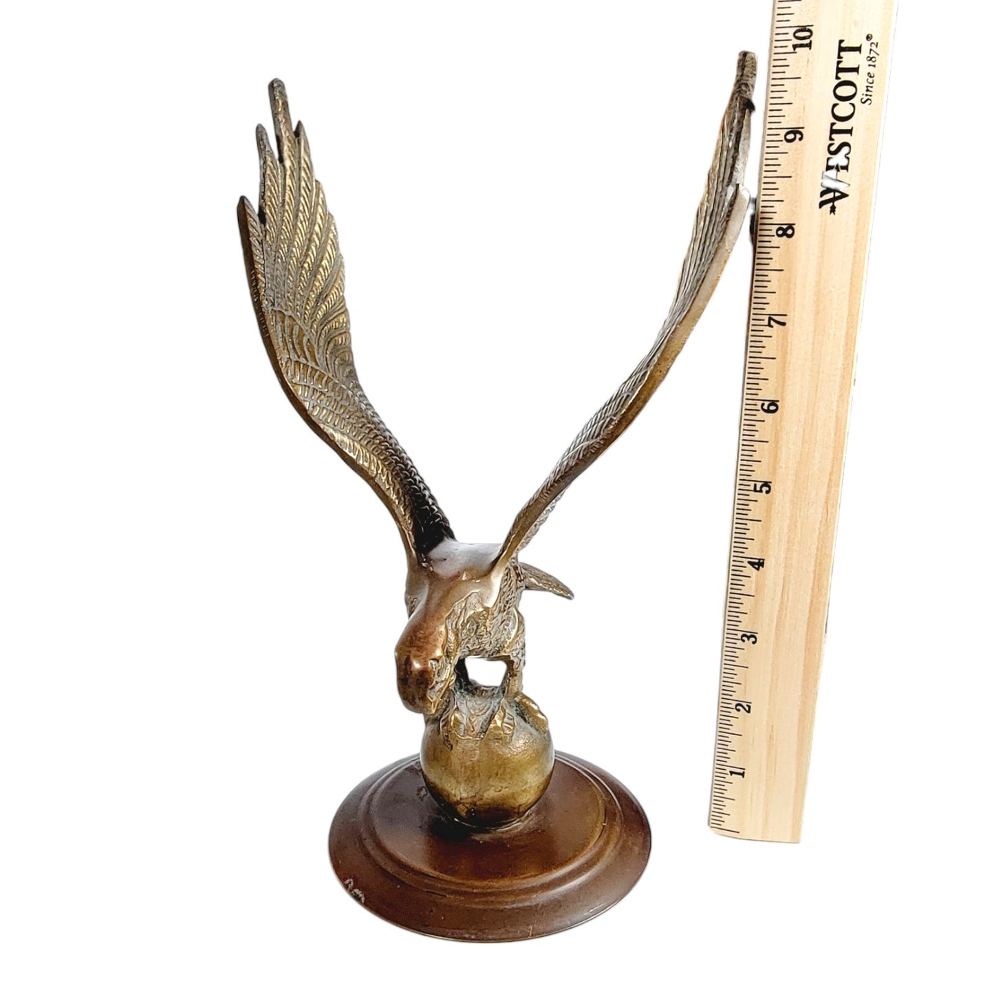 Vintage Brass American Eagle Figurine Statue 10" H