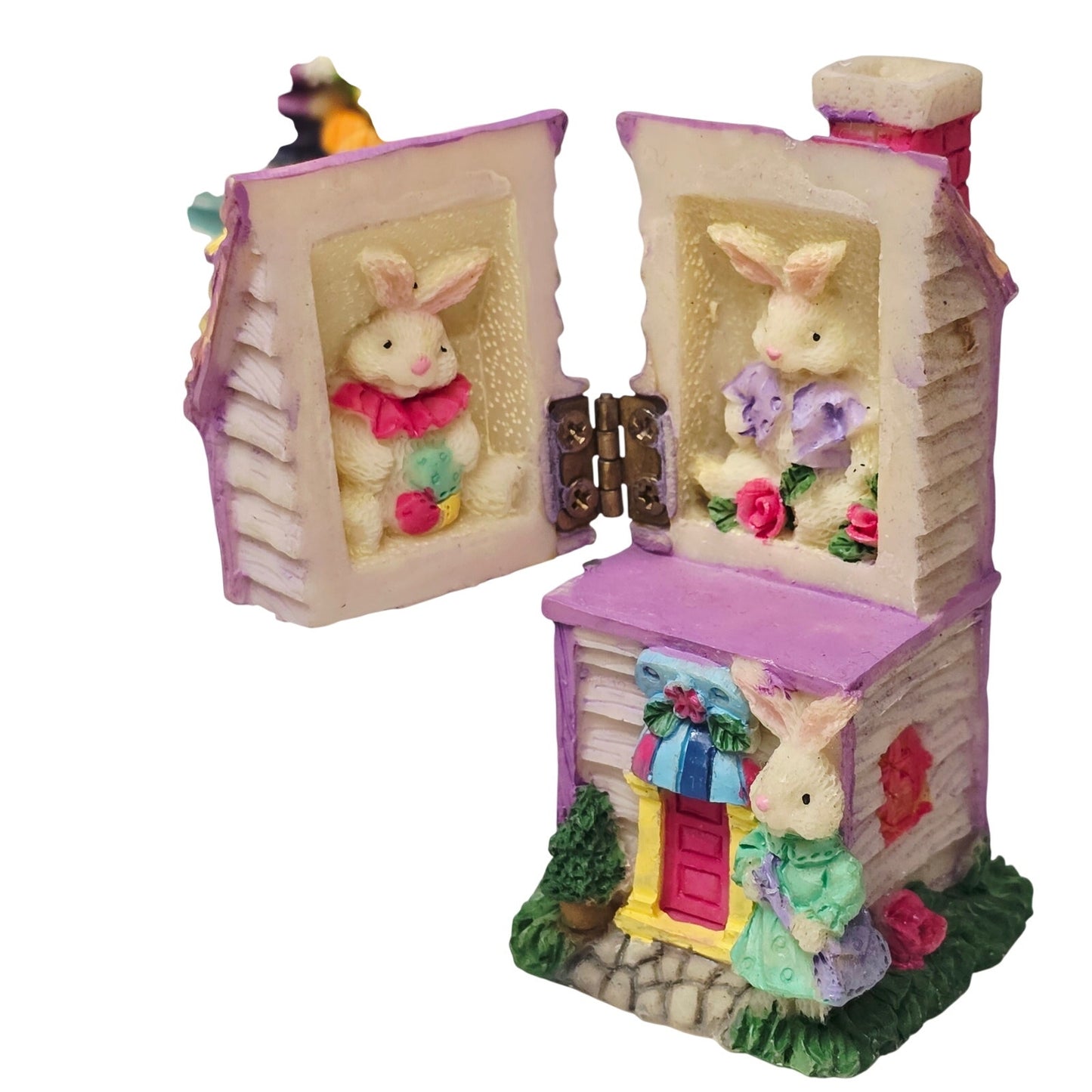 Vintage Easter Bunny Figurine Lot (6) Magic Creations 1997 Hinged & Resin