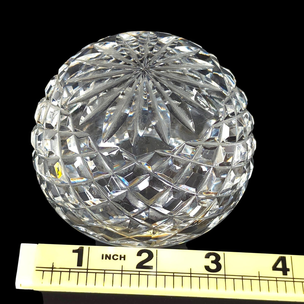 Waterford Crystal Hollow Dome Paperweight Diamond Cut Starburst Signed
