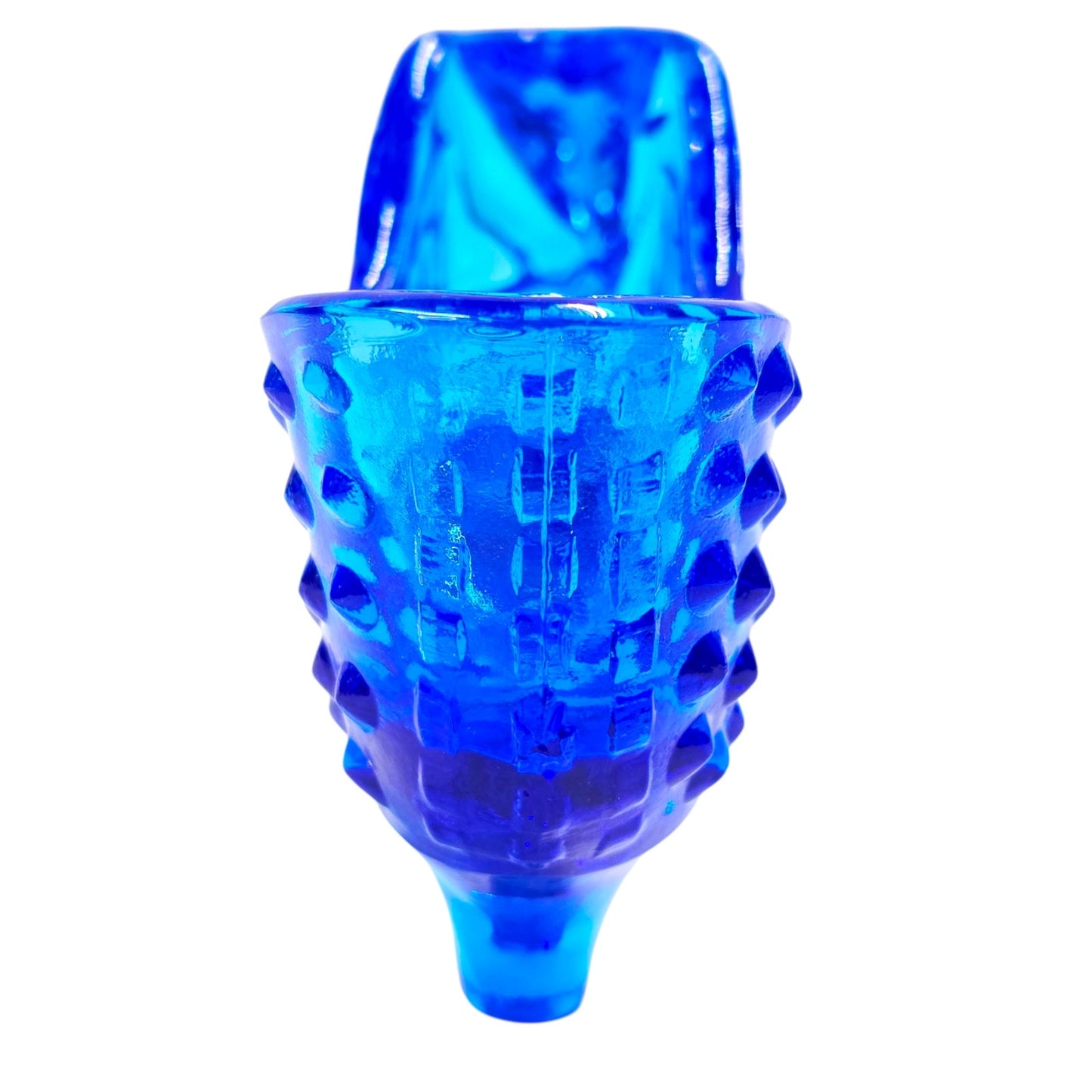 Vintage Fenton Cobalt Blue Hobnail Shoe Slipper Cat Panther Lightly Glowy