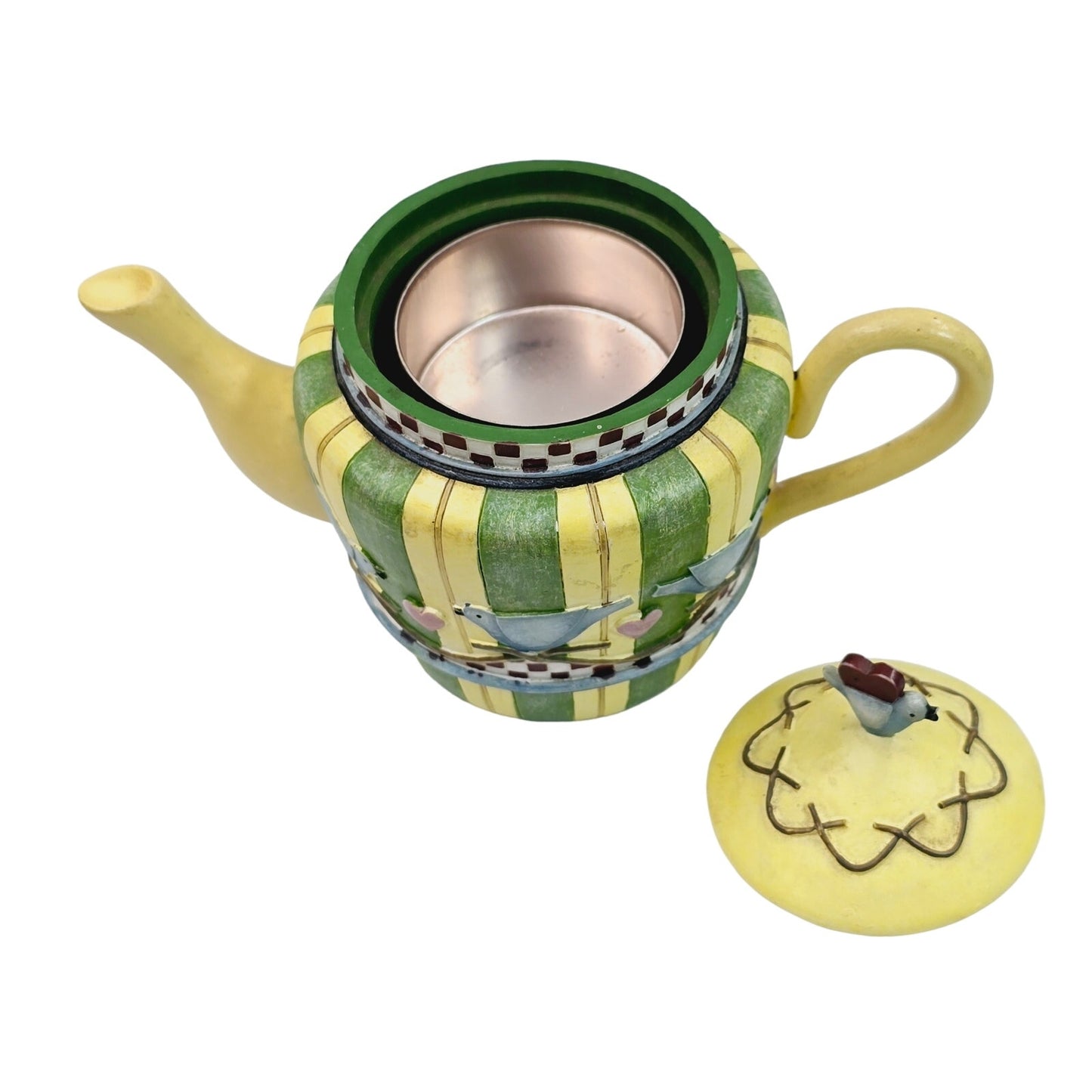 Our America Teapot Candle Holder Votive Tealight  Birds Design By Debbie Mumm