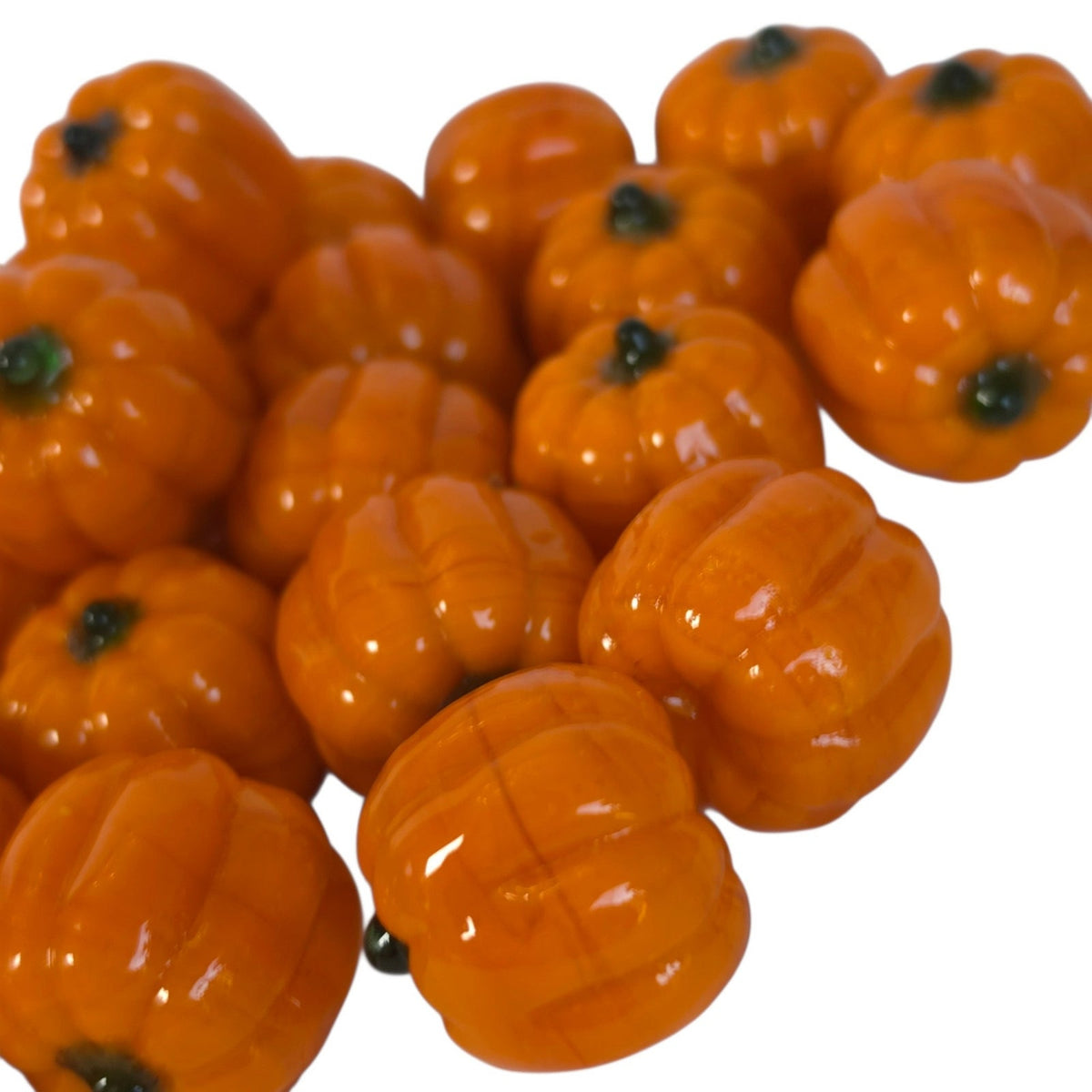 Set of Mini Orange Glass Pumpkins Fall Harvest Bowl Filler Decor