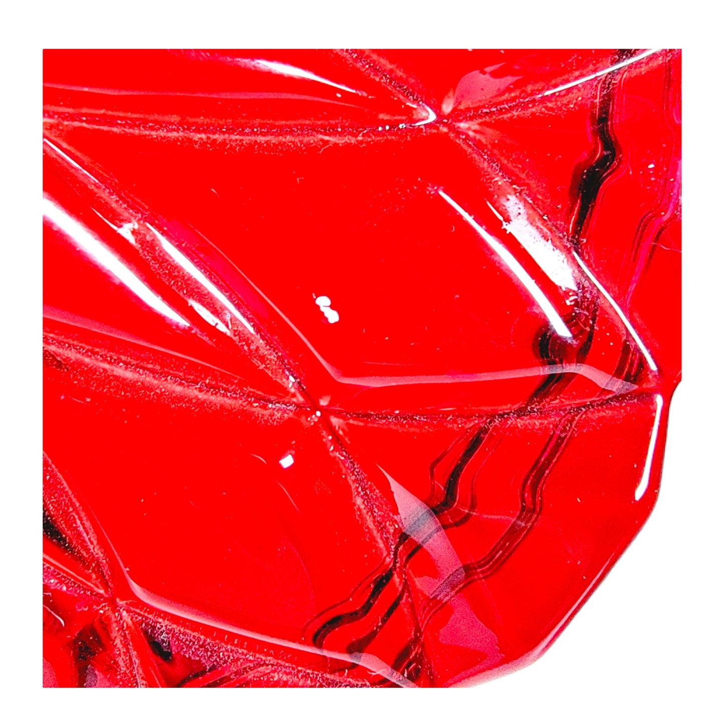 b. Red Flashed Glass Godinger Hershey's Kiss Jar, FLAW (Some Flash Peeling)