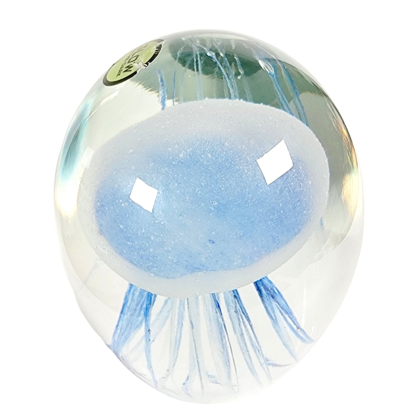 Large Glass Jellyfish 6" Blue Paperweight - Beautiful Design Art Glass