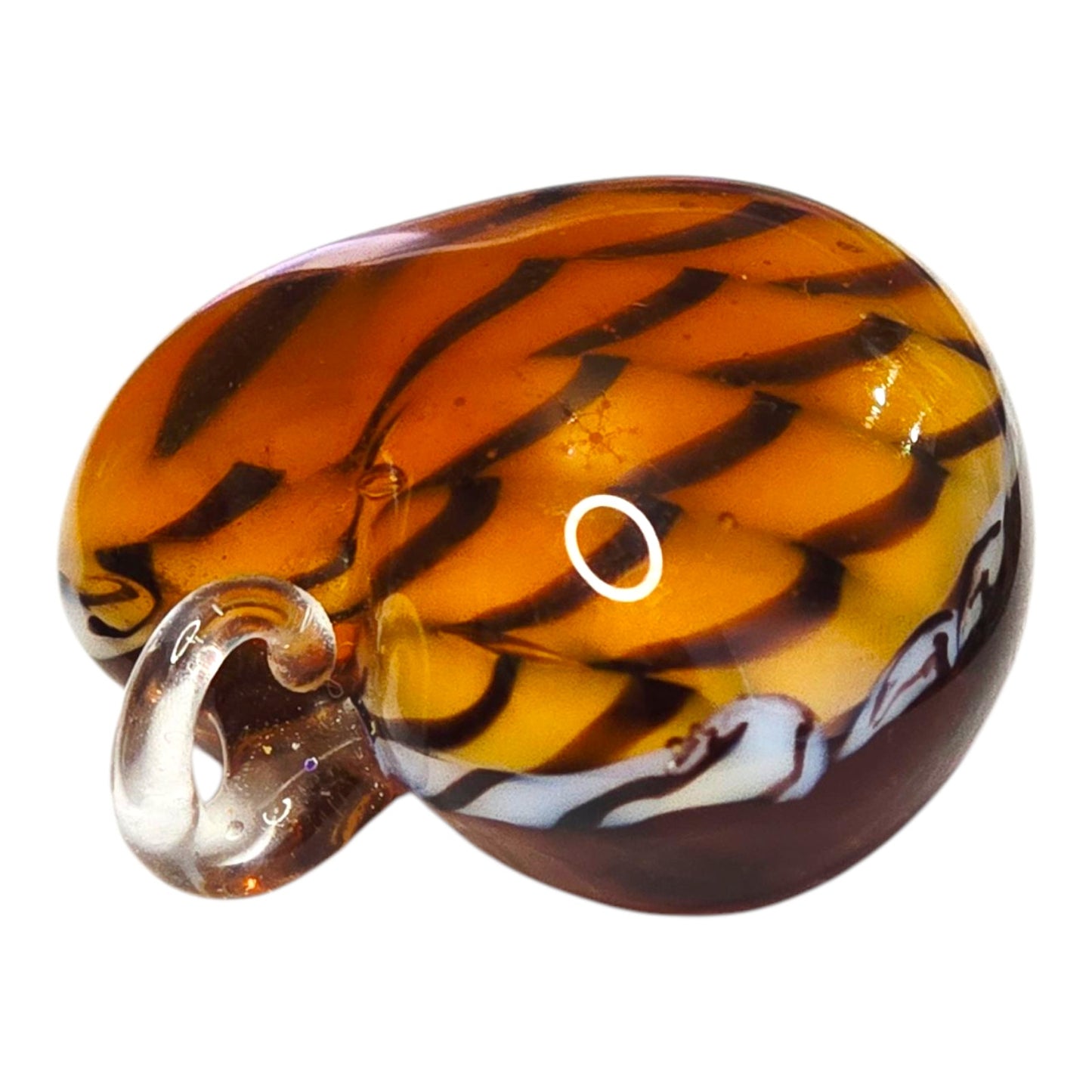 * Vintage Venetian Art Glass Heart Pendant Tiger Stripe Puffy Heart