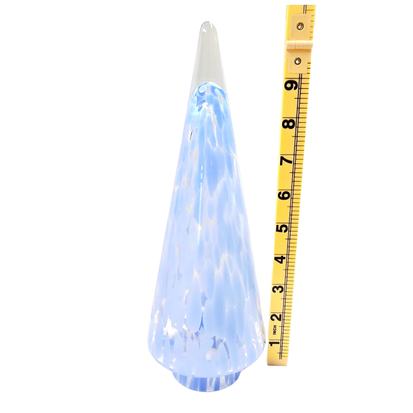 Handblown Art Glass Tree Periwinkle Blue Swirl Hollow 11" H