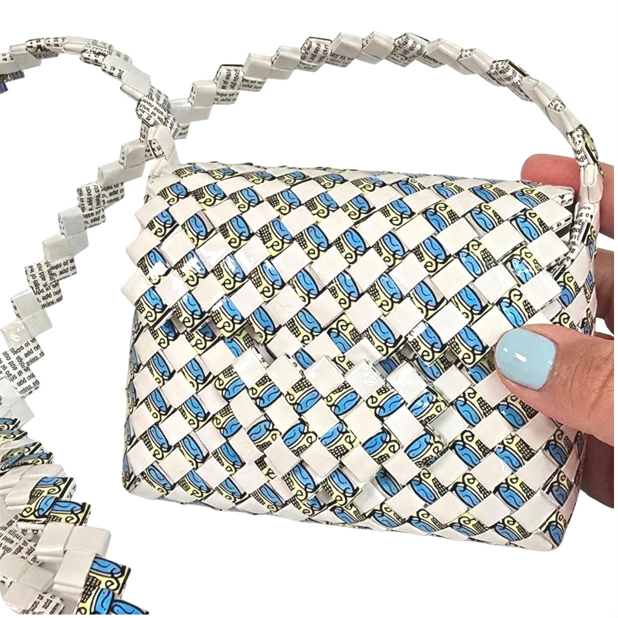 Handmade Woven Candy Wrapper Purse Child's Crossbody Bag Upcycled Sustainable