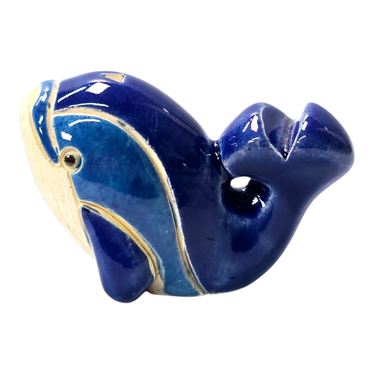 Artesania Rinconada Classic Blue Glaze Orca Whale - Dolphin Figurine