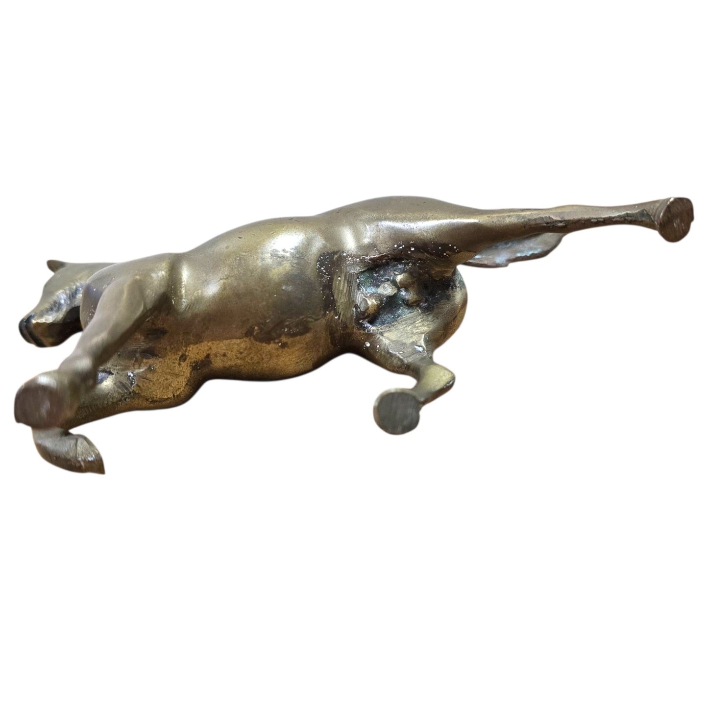 Vintage Brass Horses Prancing / Grazing Brass Horse Figurines, Patina Anatomical