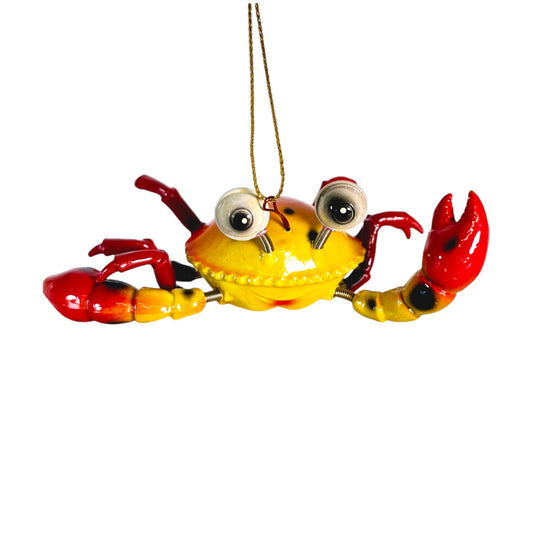 Funny Wobbly Metal Crab Ornament with Spring