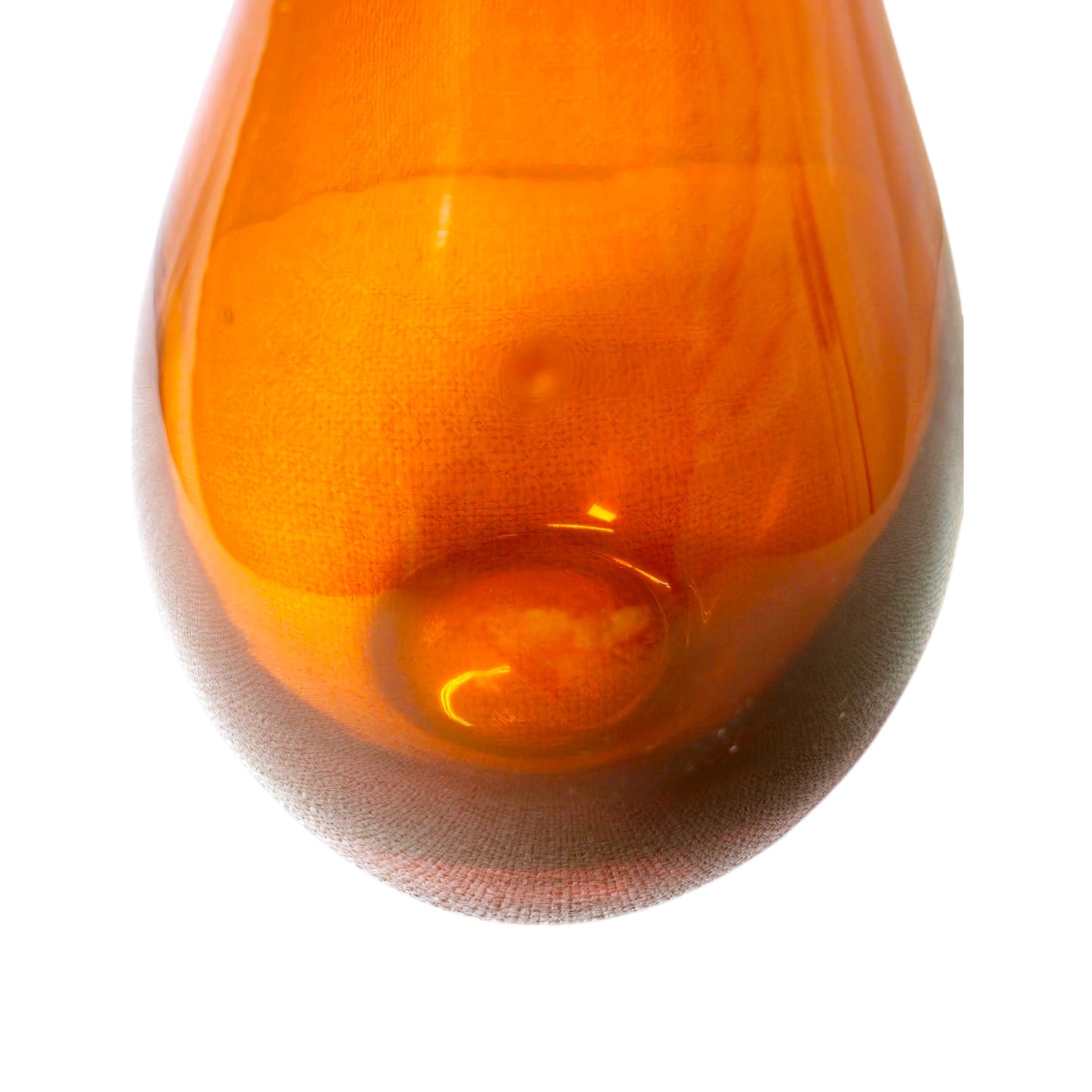 Handblown Tear Drop Bud Vase Dark Orange Translucent Cased Art Glass Bottle Heavy 6.25"