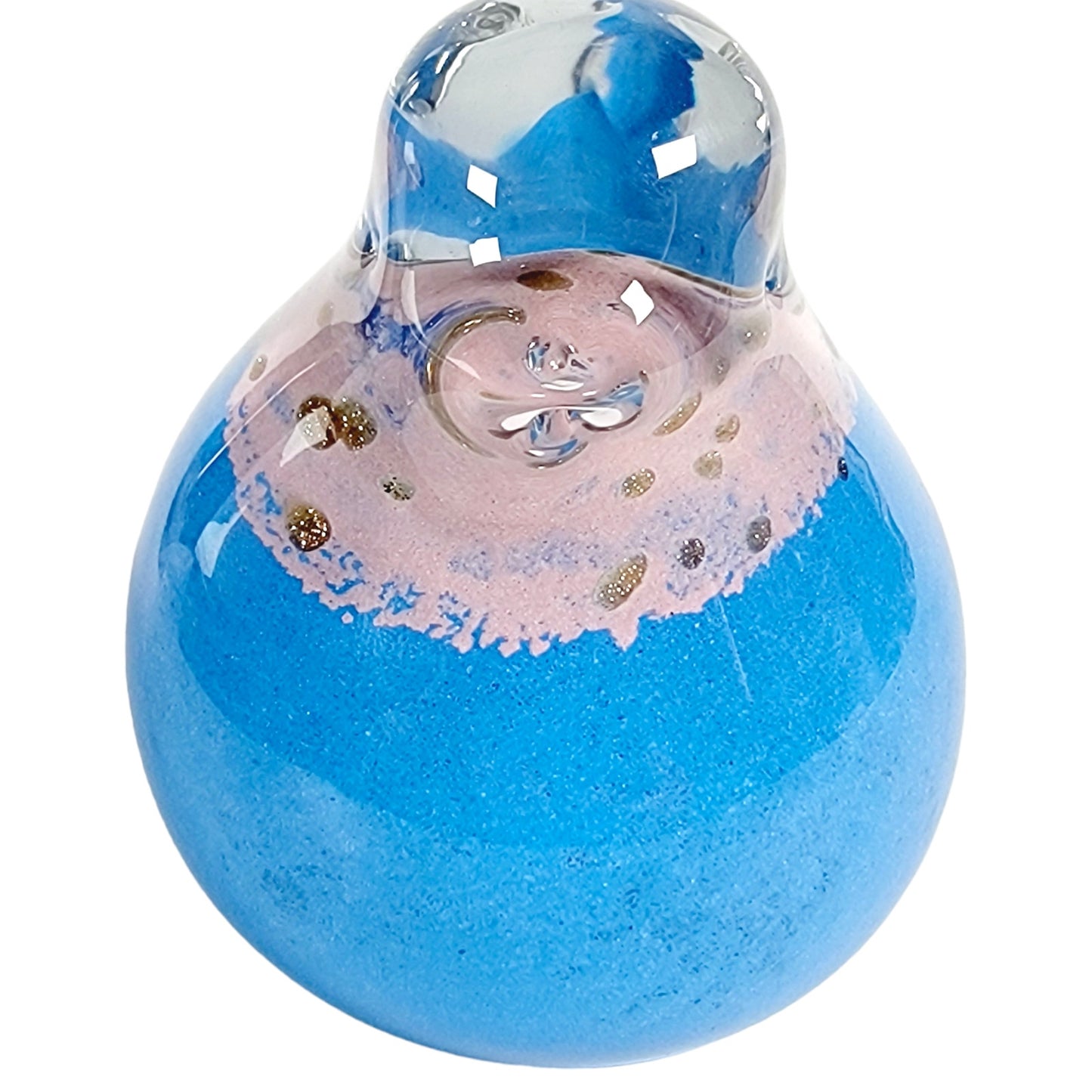 Beautiful Glass Bird Collectable Paperweight Pink & Blue, Hand-Blown Blue BIrd