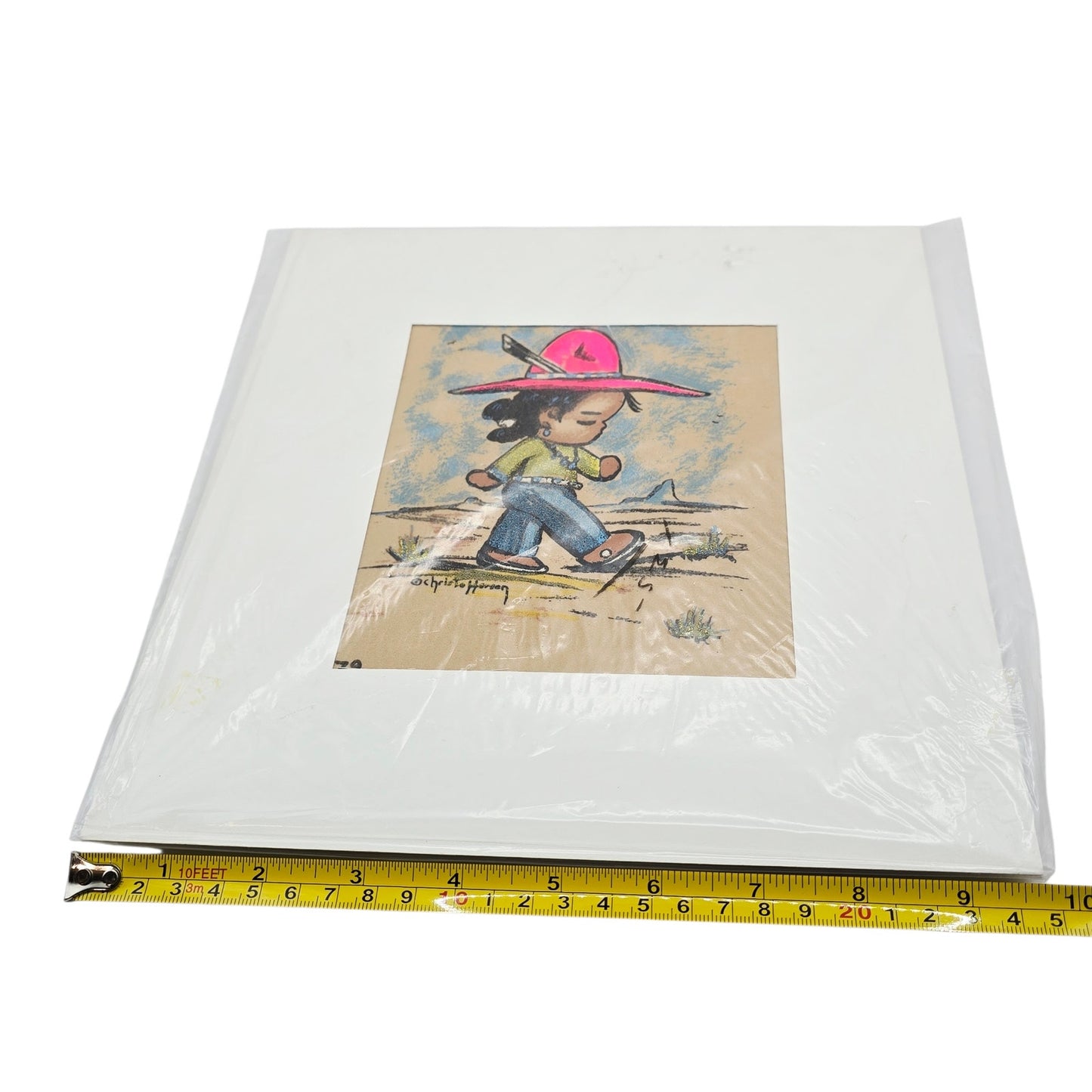 Gerda Christoffersen Signed Tewa Silk Screen Print Native American Child Papoose