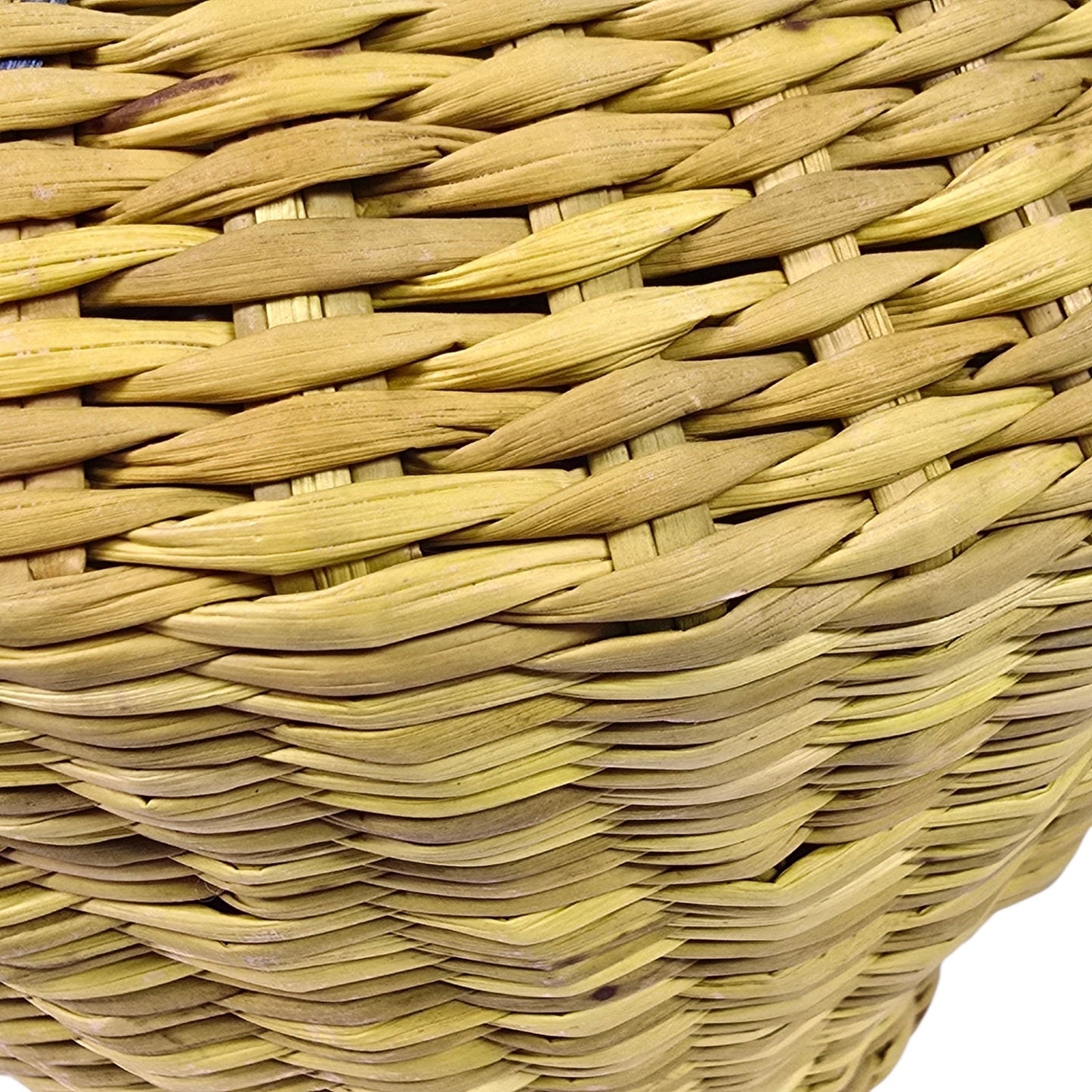 Vintage Woven Seagrass Basket Coiled Boho Yellow Purple Blue Tapered Vase Planter
