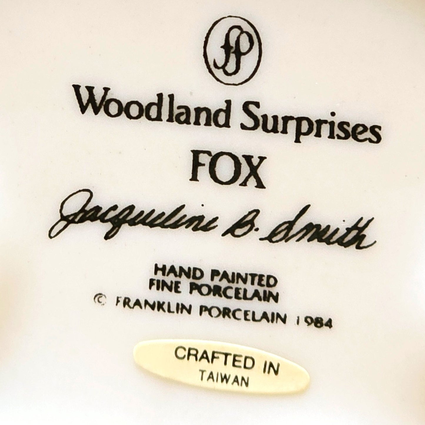 Vtg Woodland Surprises FOX Jacqueline B. Smith 1984 Handpainted Fine Franklin Porcel FLAW