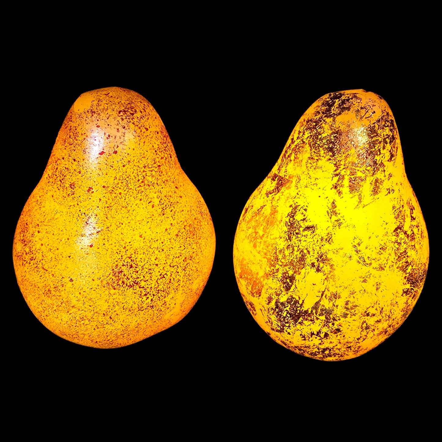 Vtg Illuminated LED Pear Light Set GLO Colonial Candle Gold Foil Fall Decor