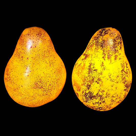 Vtg Illuminated LED Pear Light Set GLO Colonial Candle Gold Foil Fall Decor