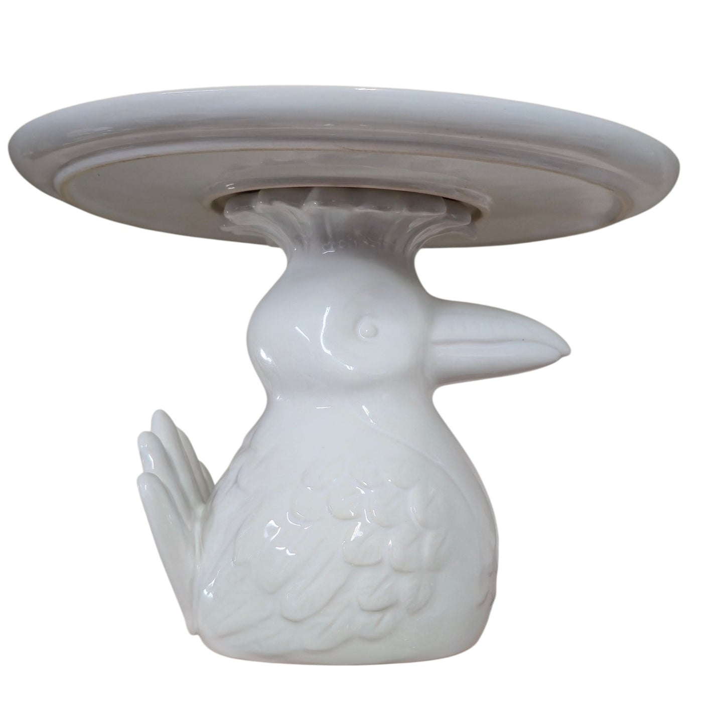 The Cellar (Macy's) White Ceramic Figural White Parrot Toucan 10.25" Cake Stand