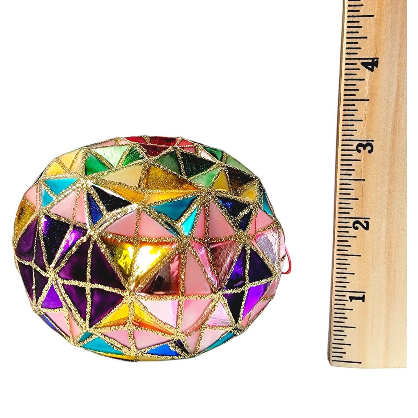 Waterford Christmas Holiday Heirloom Ornament Faceted Multi-Colored Red Ribbon Gold Glitter 5"