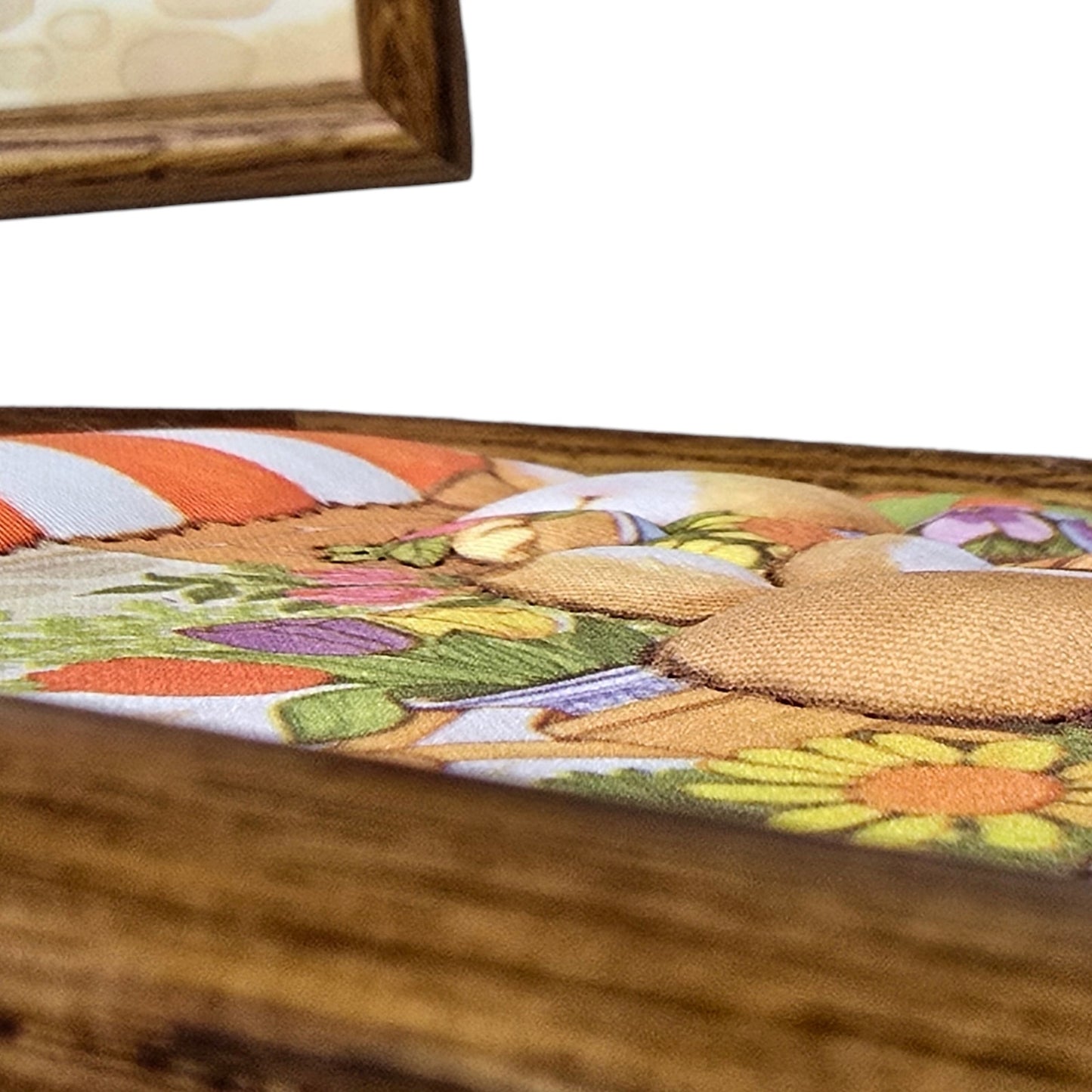 Vtg 3D Fabric Art Bunny Scenes Set of 2 Framed Produce Flowers Ice Cream Nursery