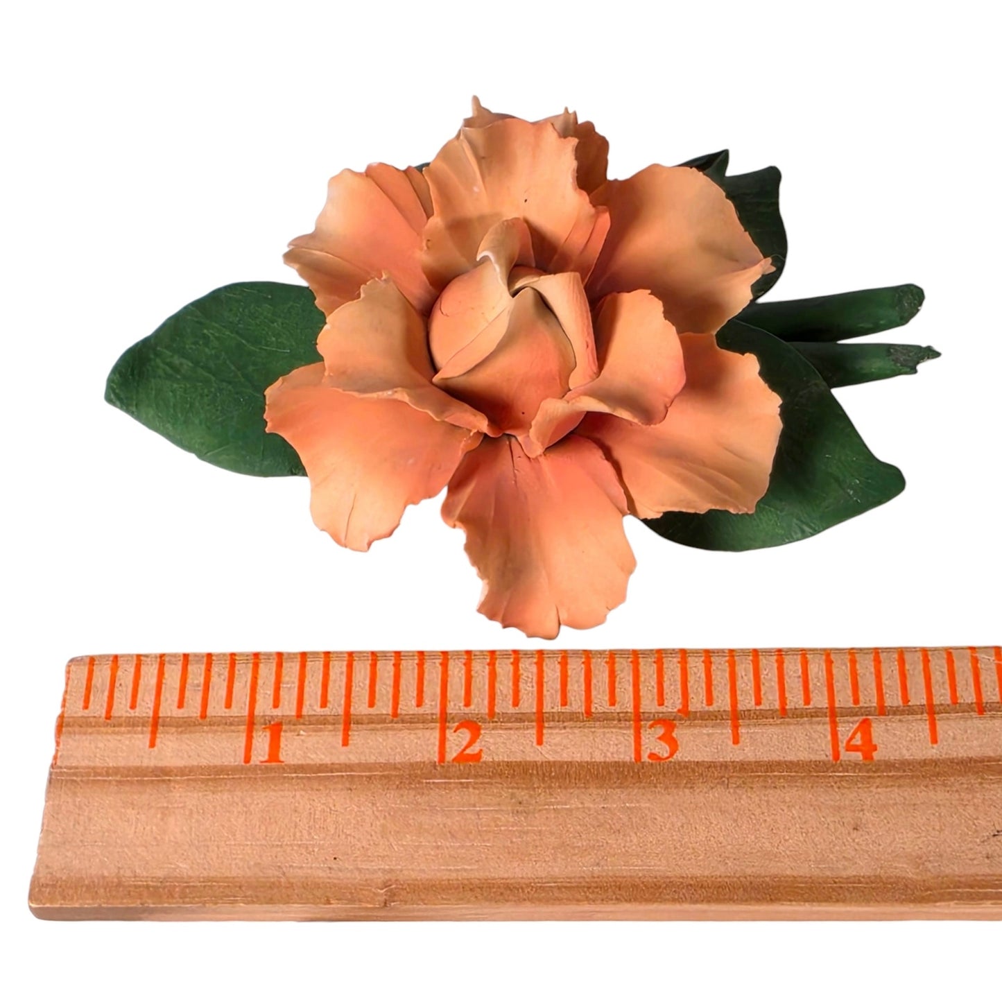 Vintage Nuova Capodimonte Italy Porcelain Rose Peach Flower Figurine