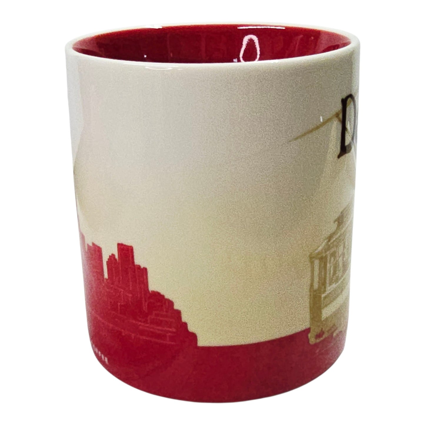 Starbucks Coffee Mug Dallas City Scene Trolley Red Interior 16 oz 2012